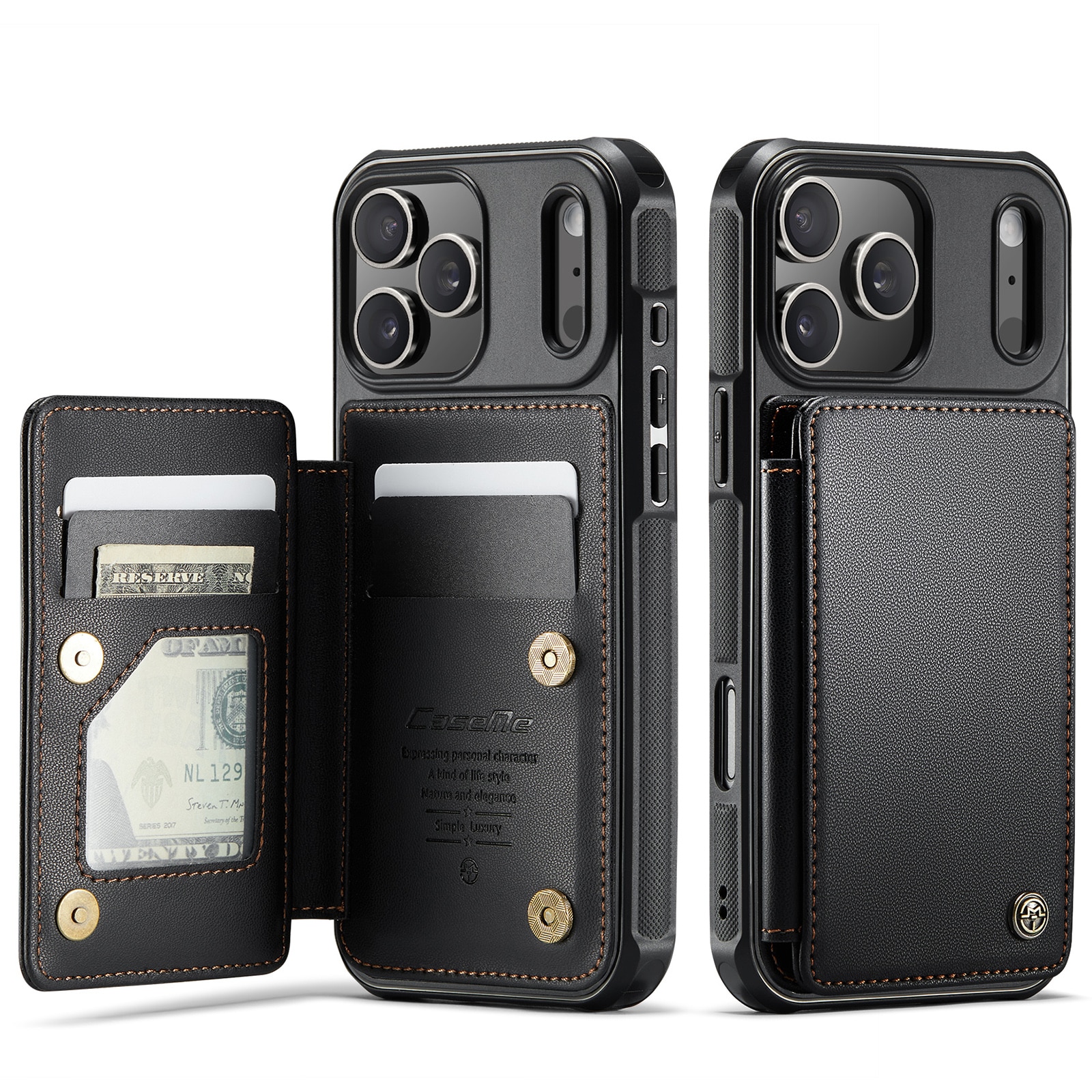 iPhone 17 Pro RFID blocking Wallet Cover Black