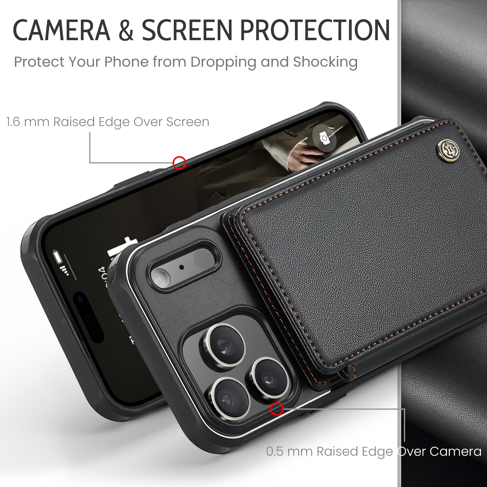 iPhone 17 Pro RFID blocking Wallet Cover Black