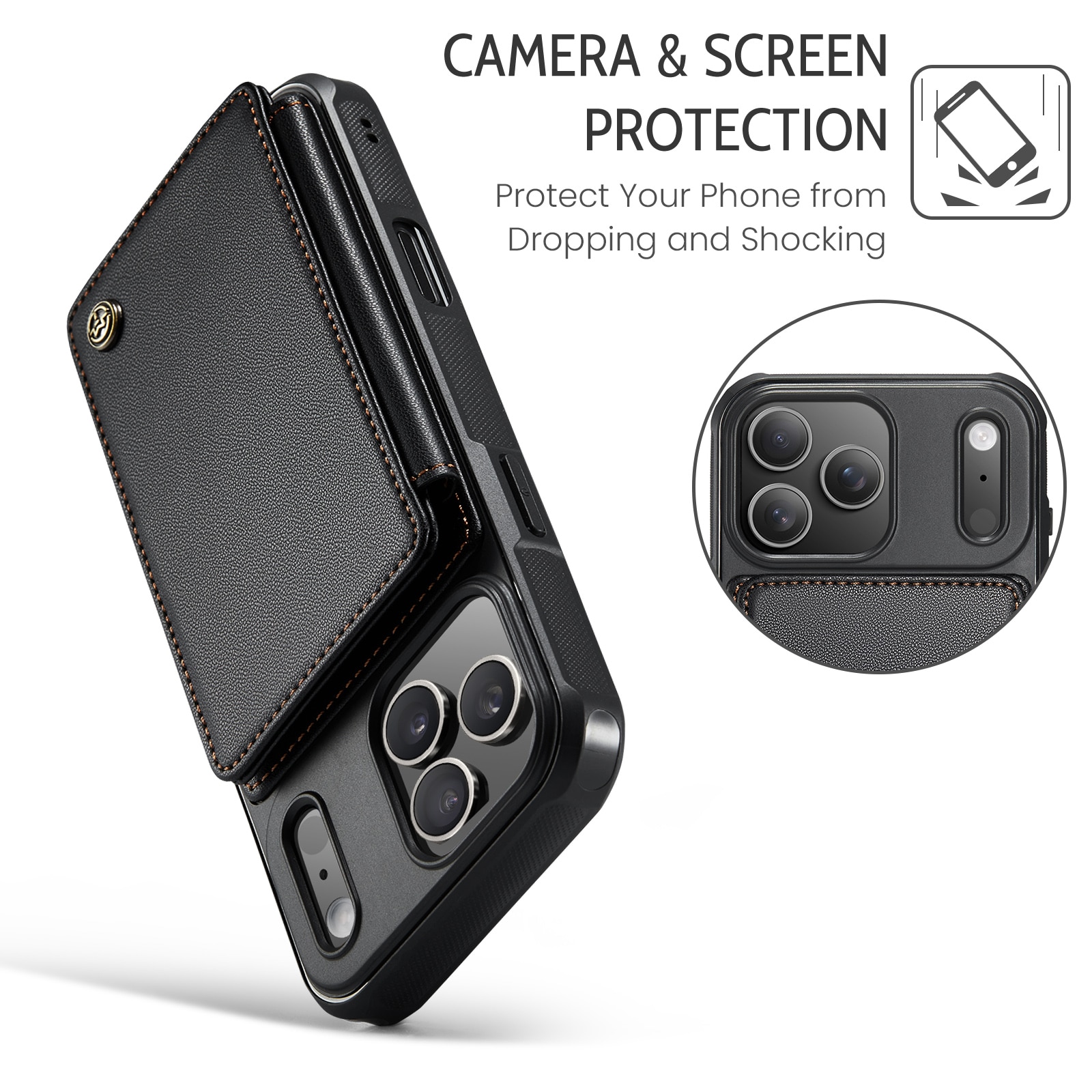iPhone 17 Pro RFID blocking Wallet Cover Black