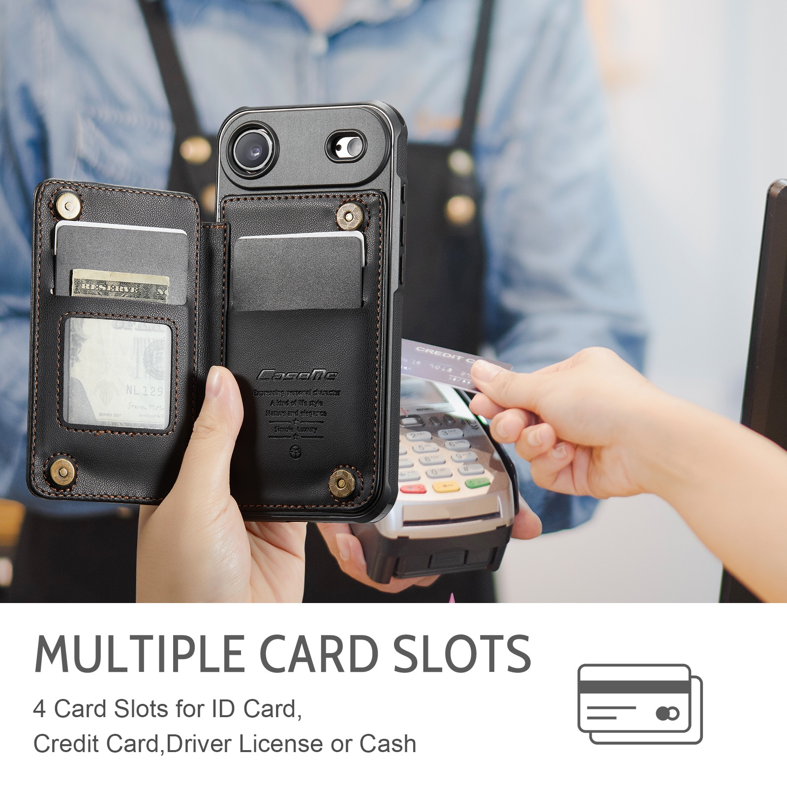 iPhone Air RFID blocking Wallet Cover Black