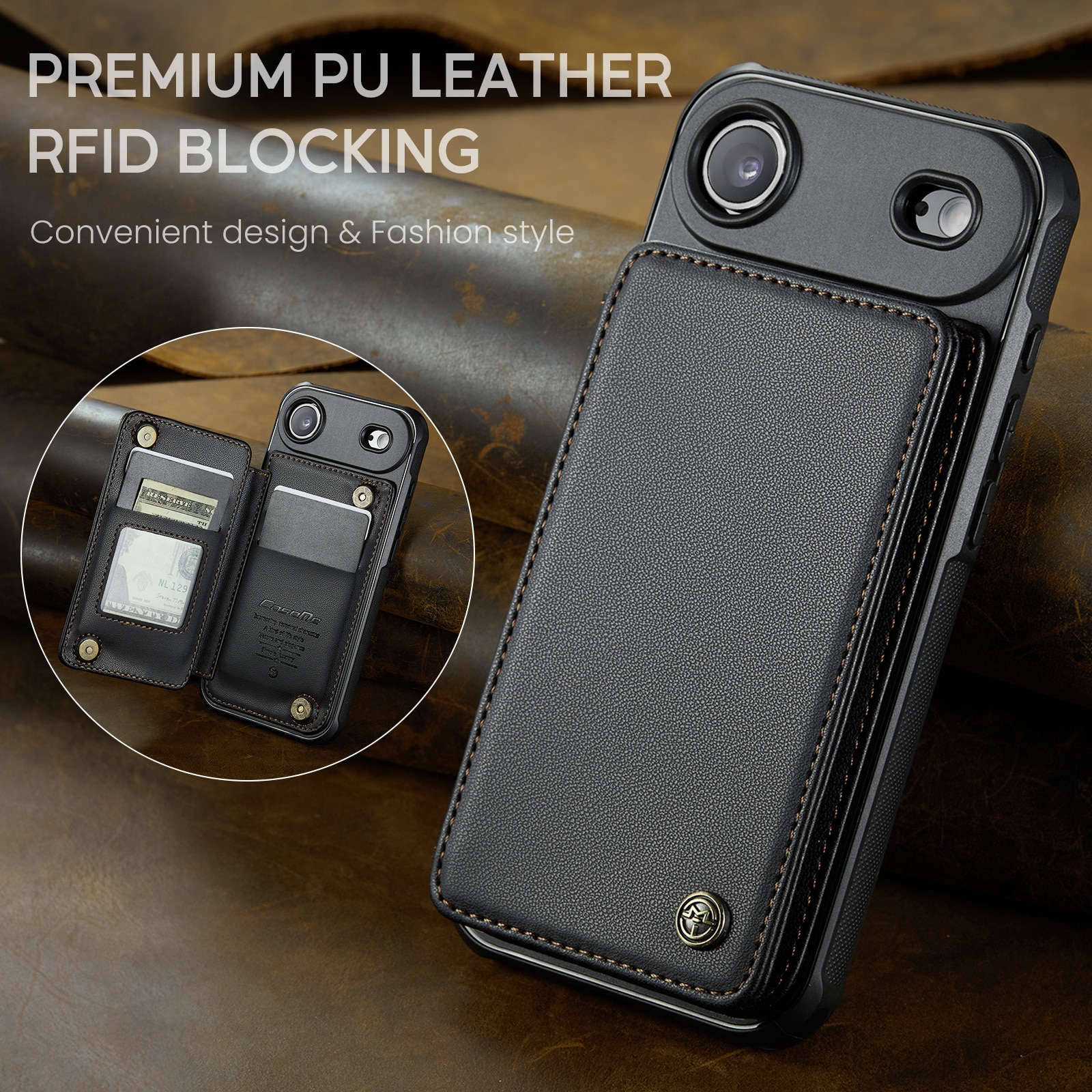 iPhone Air RFID blocking Wallet Cover Black