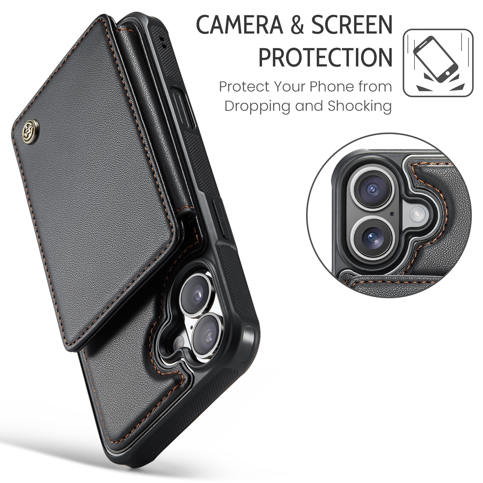 iPhone 17 RFID blocking Wallet Cover Black