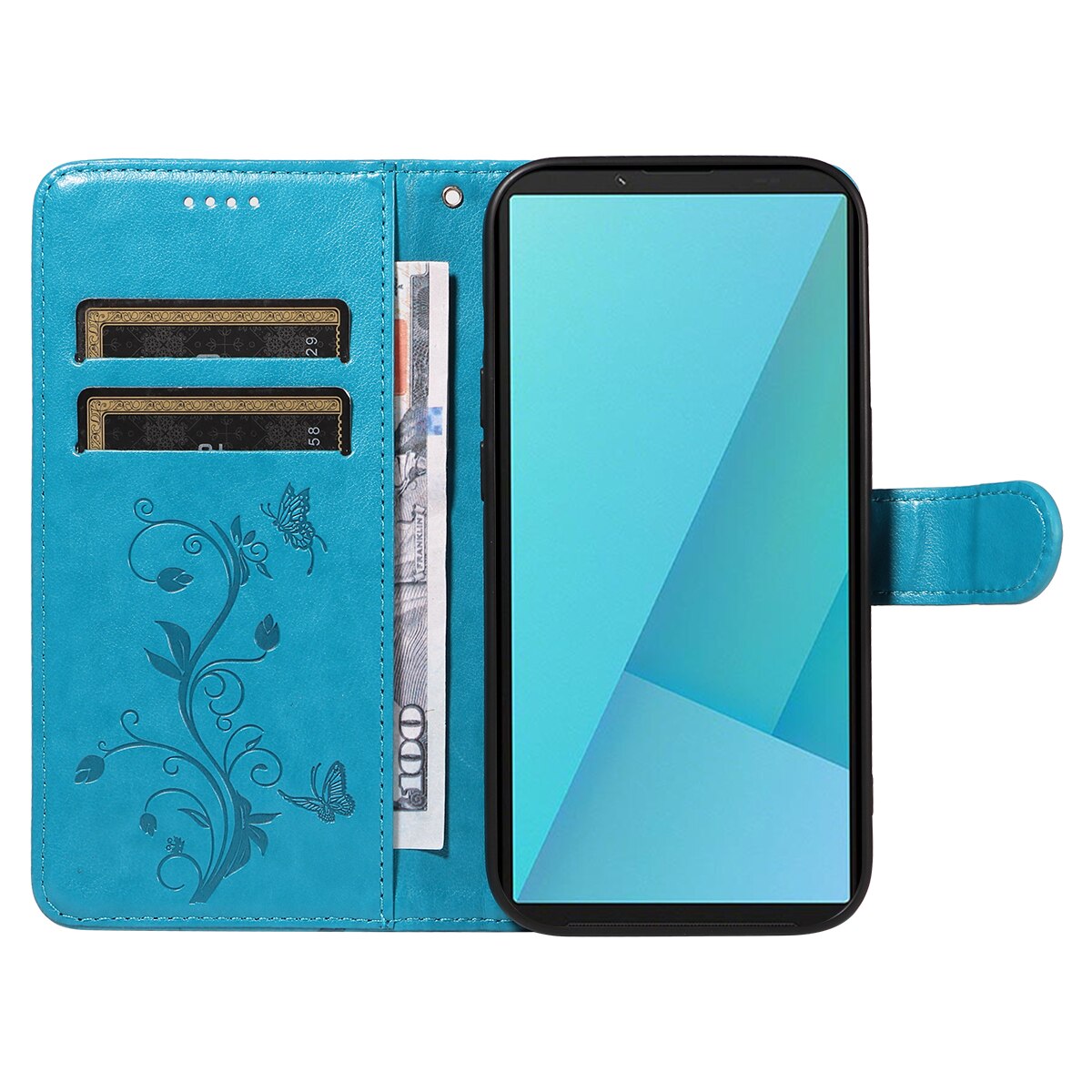 Sony Xperia 10 VII Leather Cover Imprinted Butterflies Blue