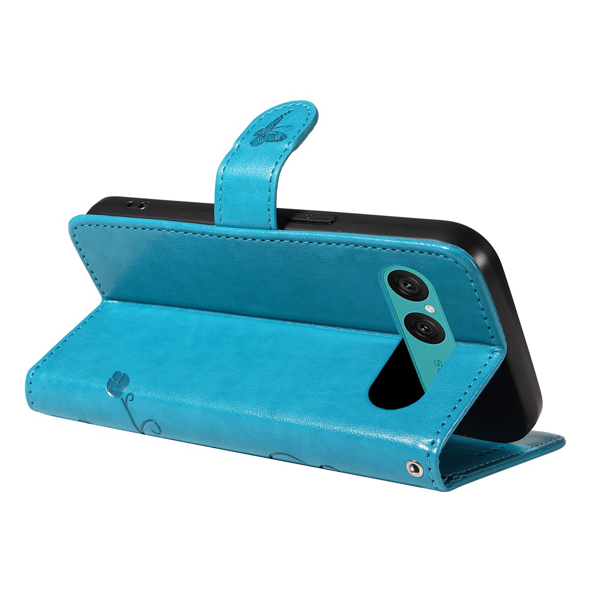 Sony Xperia 10 VII Leather Cover Imprinted Butterflies Blue