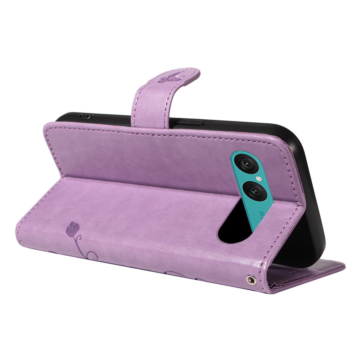 Sony Xperia 10 VII Leather Cover Imprinted Butterflies Purple