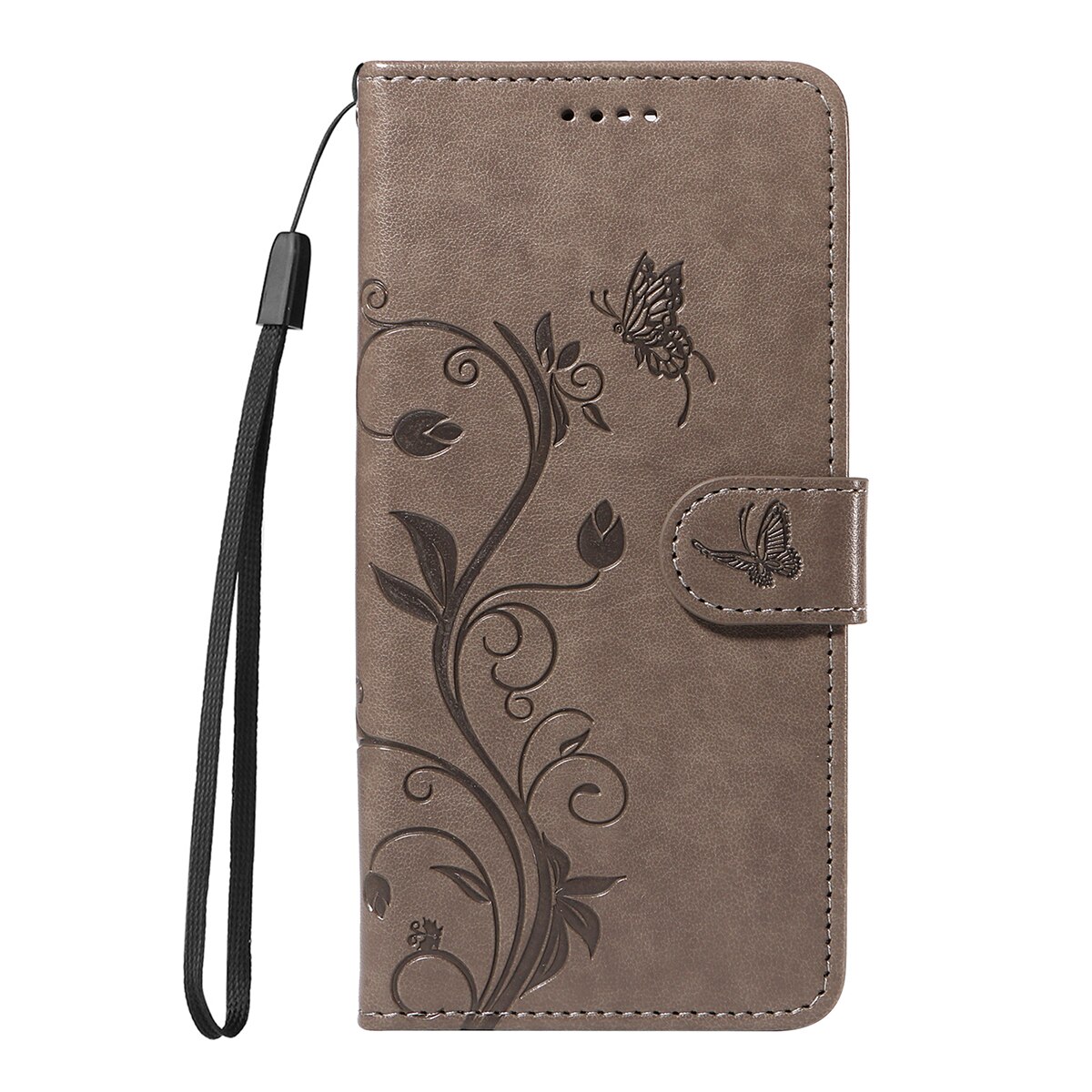 Sony Xperia 10 VII Leather Cover Imprinted Butterflies Grey