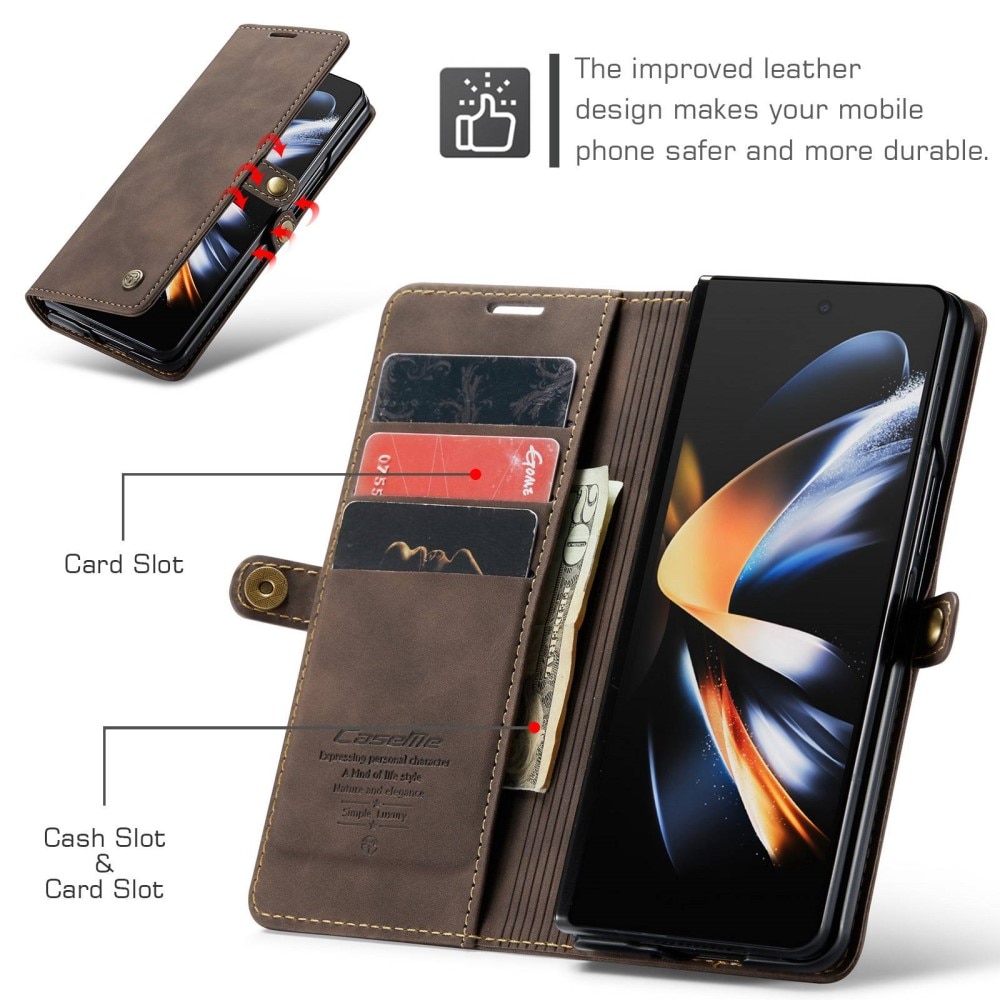 Samsung Galaxy Z Fold 4 Slim Wallet Case brown