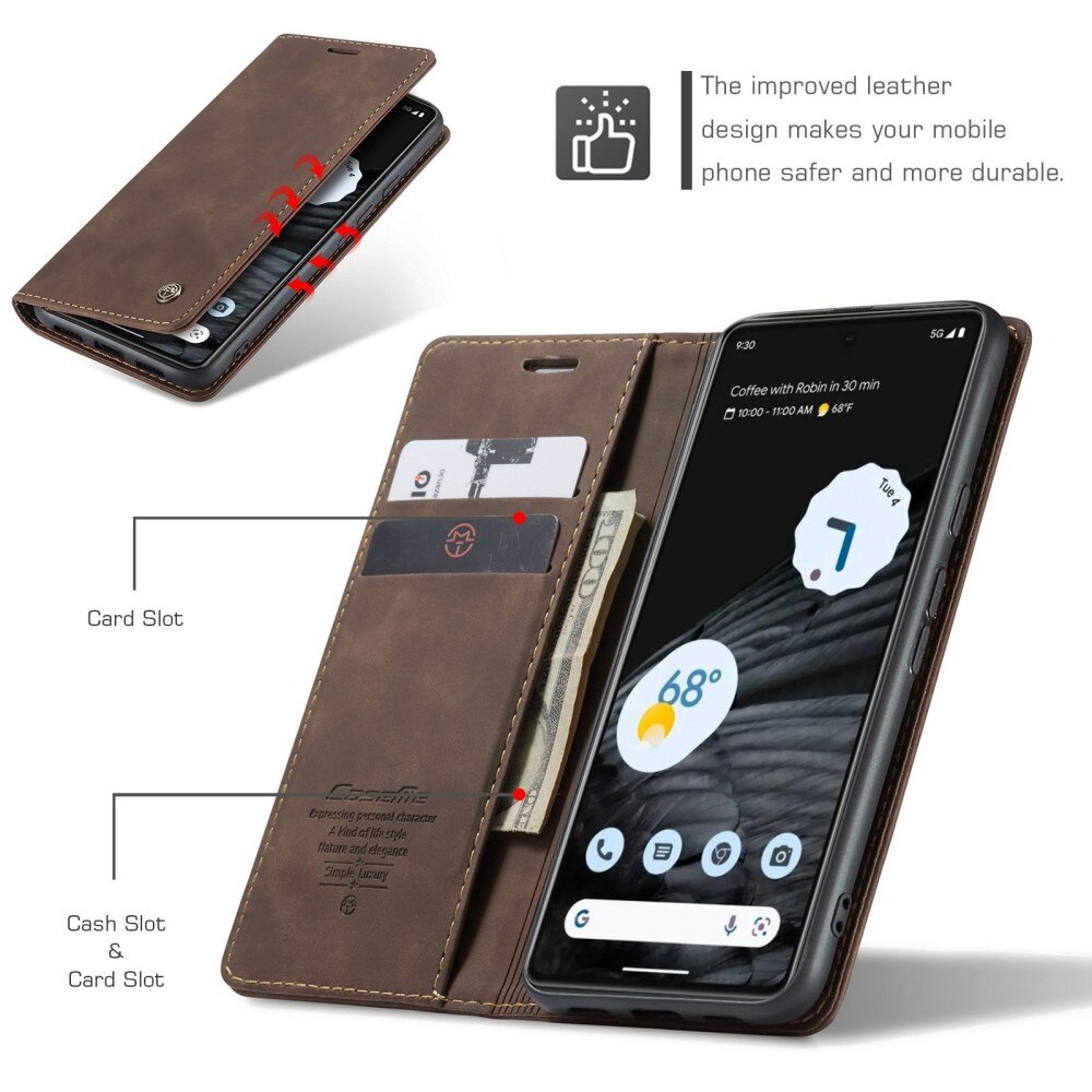 Google Pixel 7 Slim Wallet Case Brown
