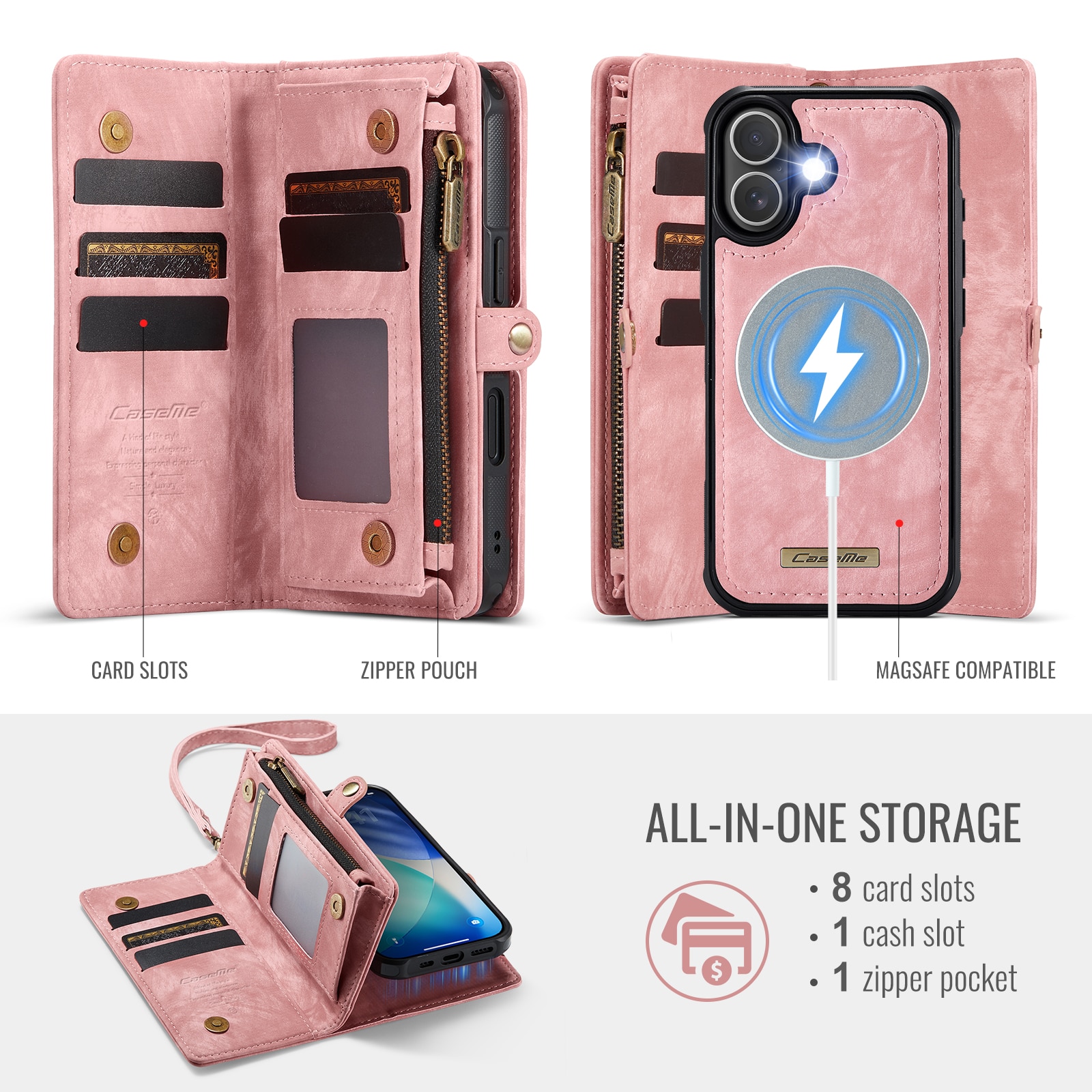 iPhone 17 Multi-slot Wallet Case Pink