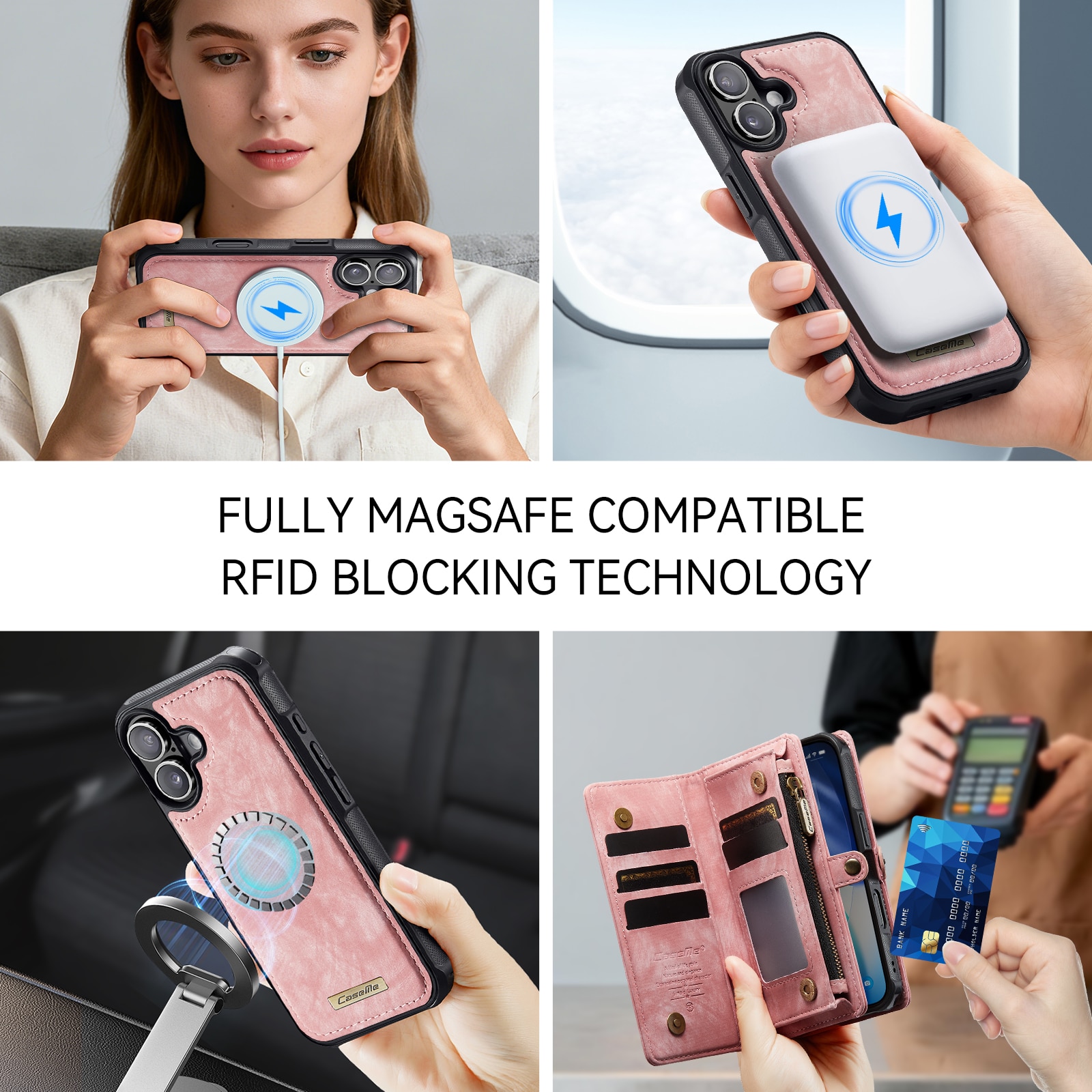 iPhone 17 Multi-slot Wallet Case Pink