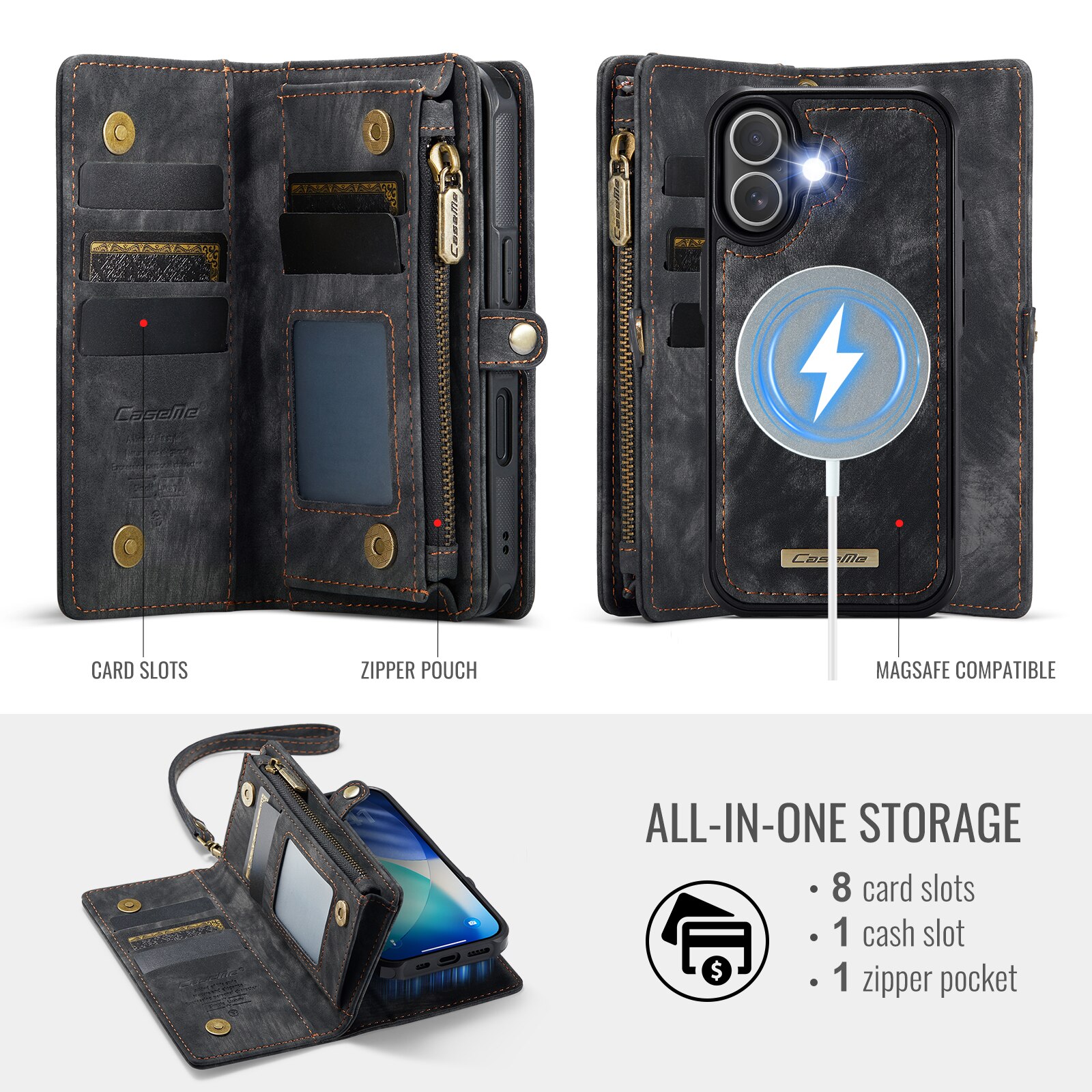 iPhone 17 Multi-slot Wallet Case Grey