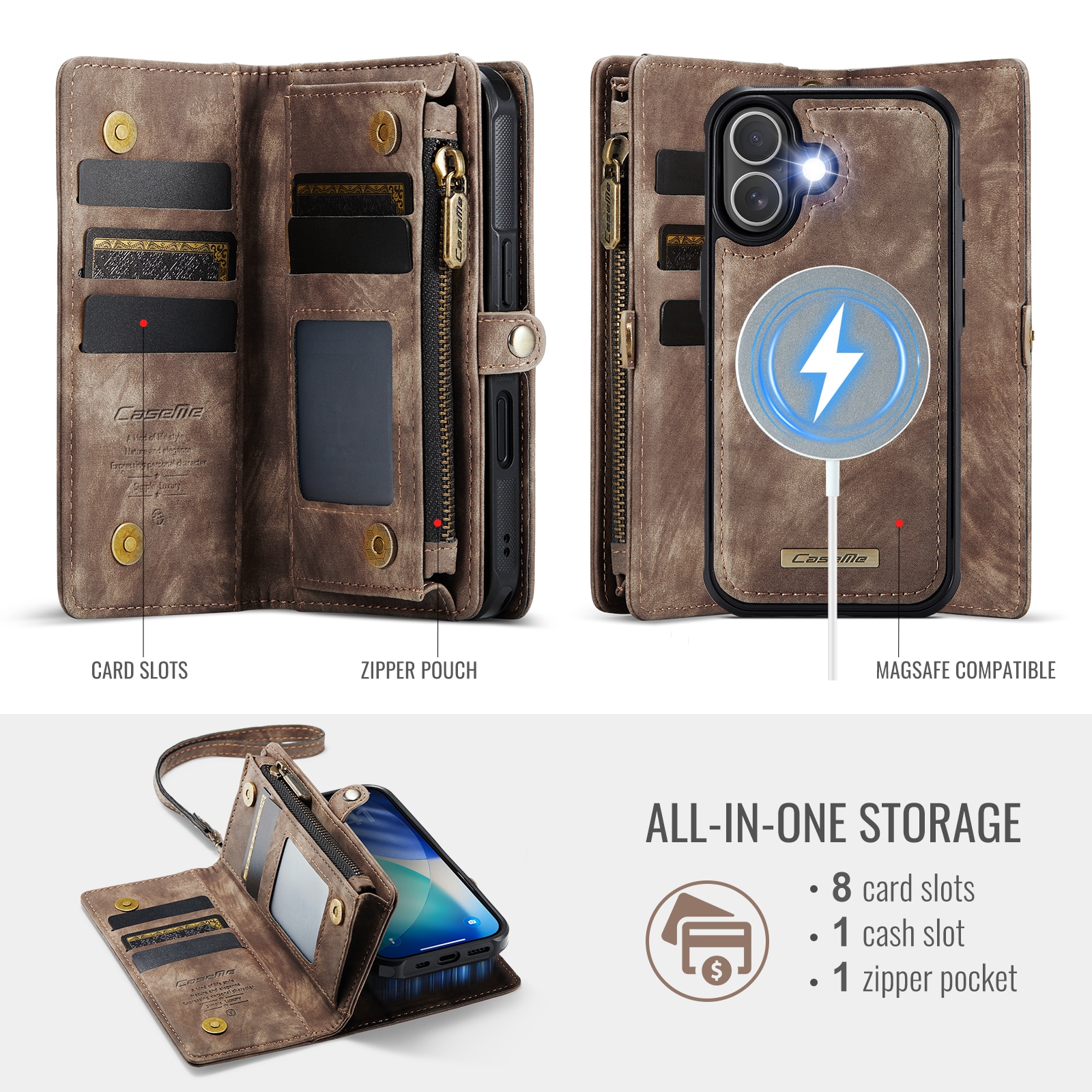 iPhone 17 Multi-slot Wallet Case Brown