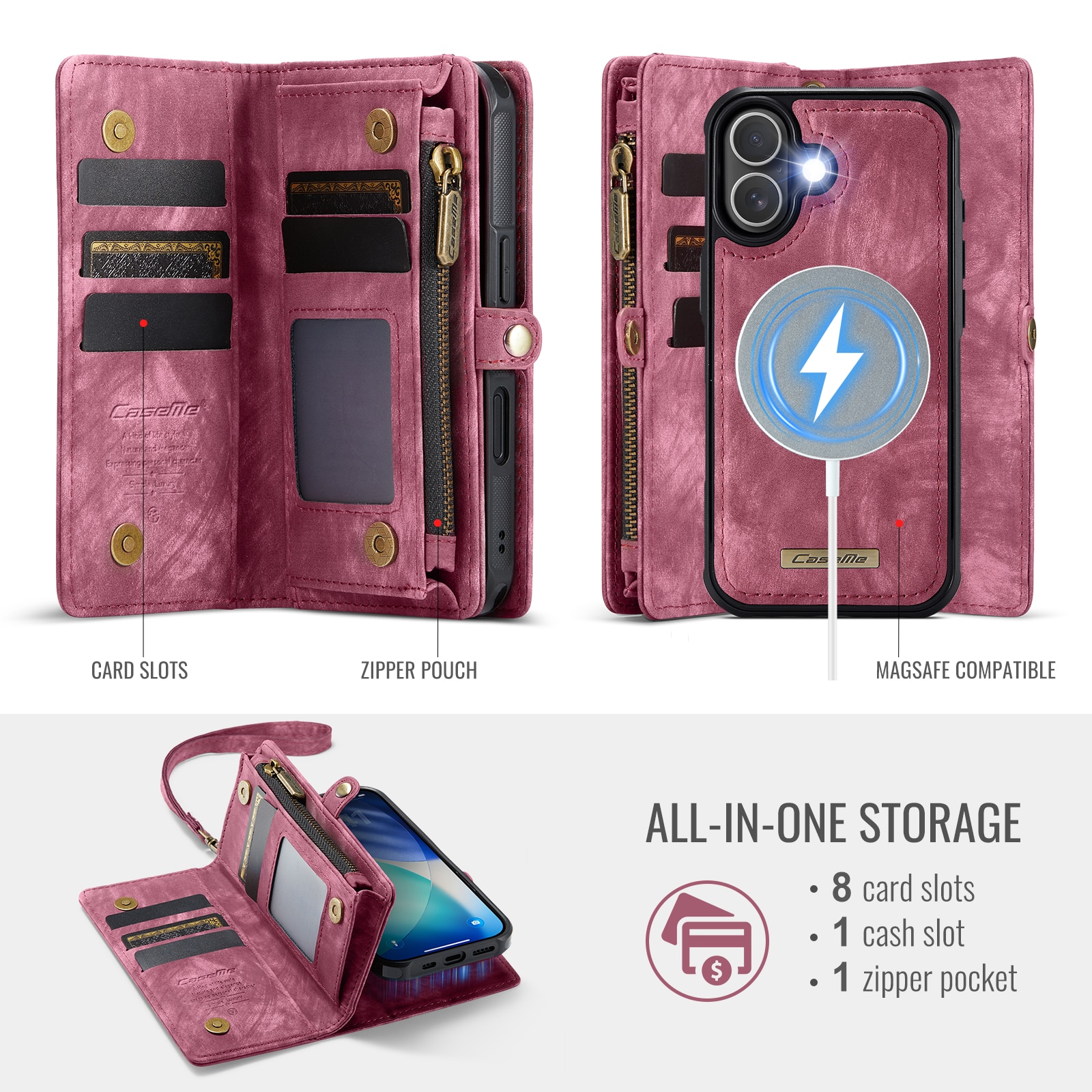 iPhone 17 Multi-slot Wallet Case Red