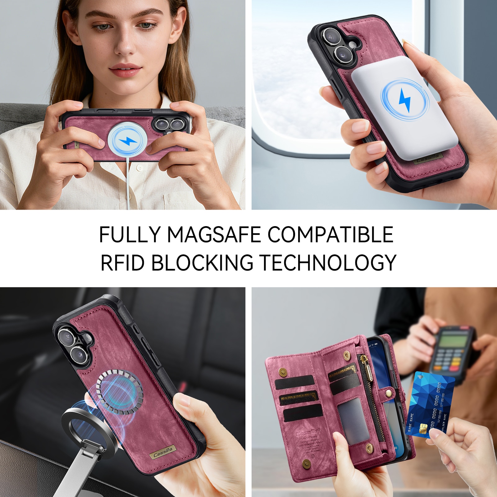 iPhone 17 Multi-slot Wallet Case Red