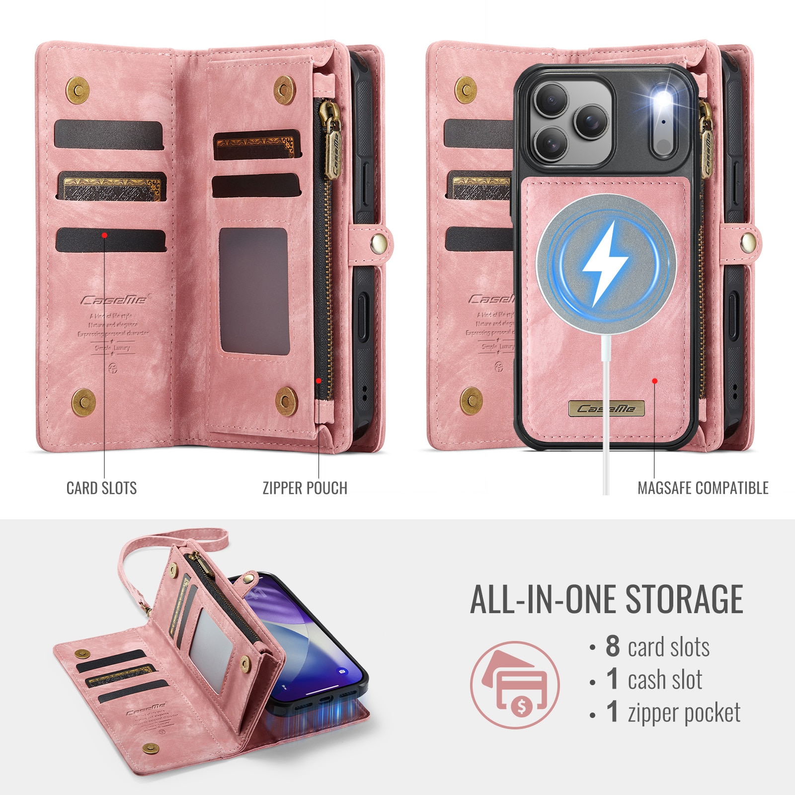 iPhone 17 Pro Max Multi-slot Wallet Case Pink
