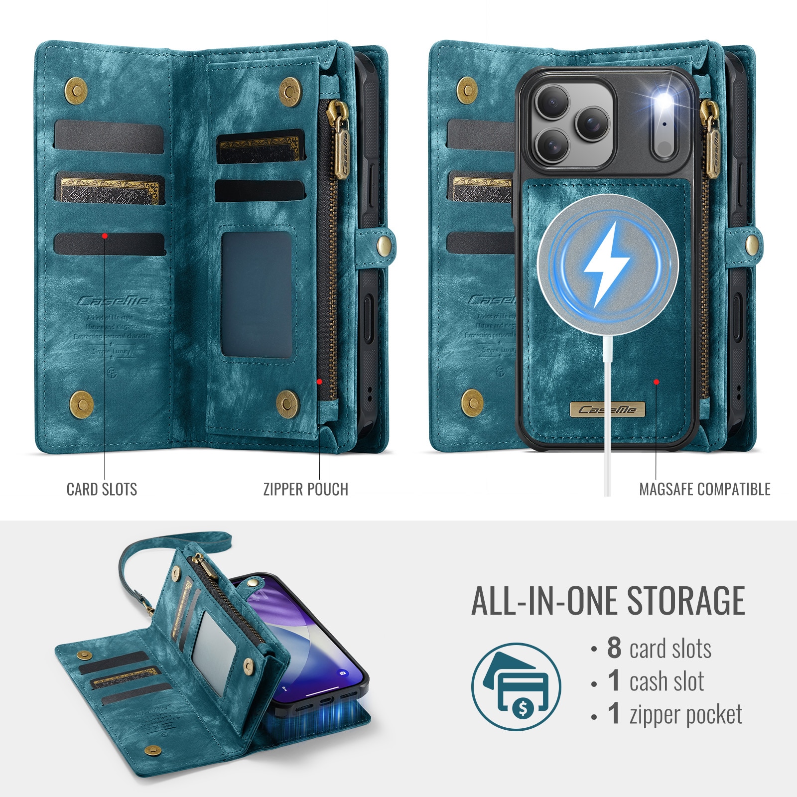 iPhone 17 Pro Max Multi-slot Wallet Case Blue