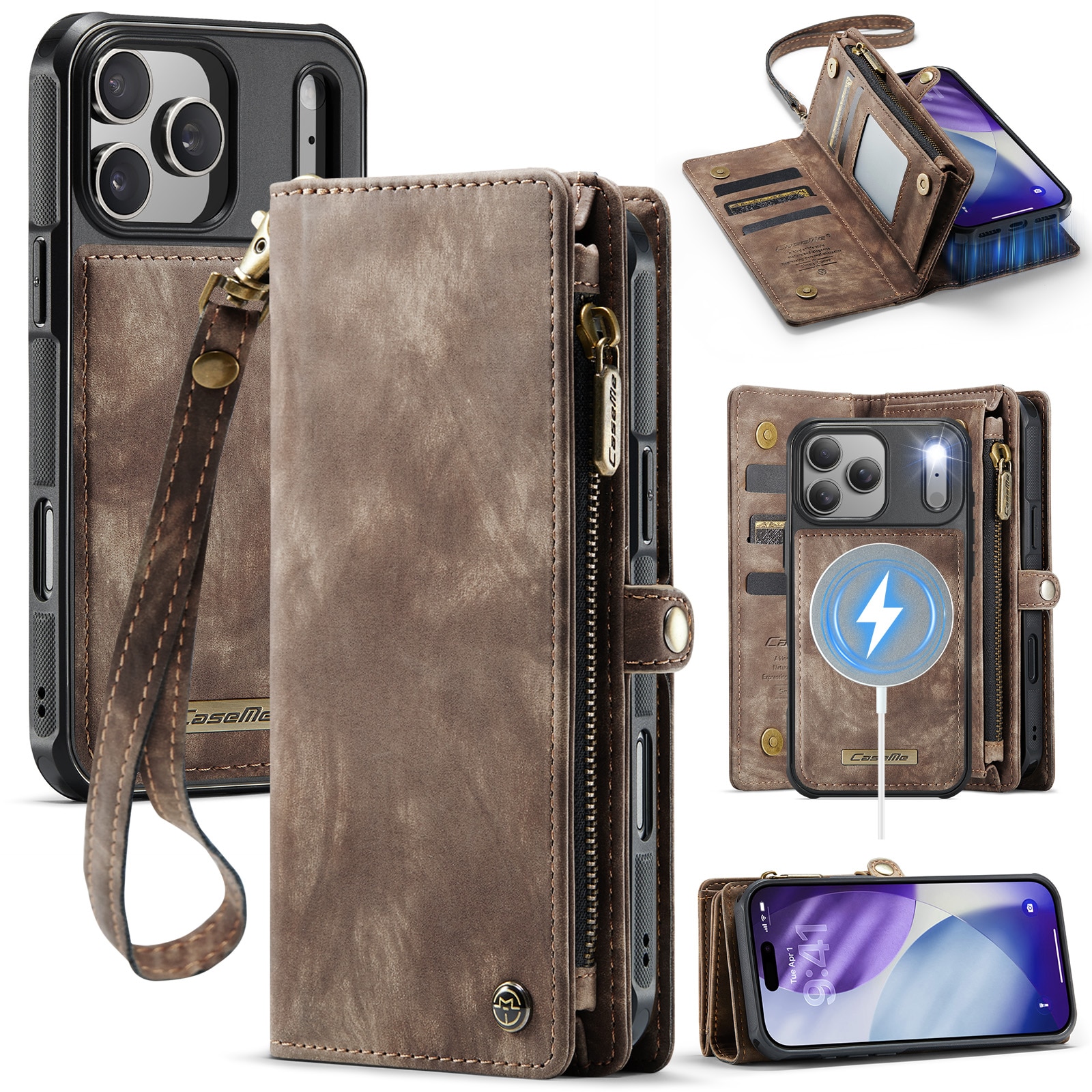 iPhone 17 Pro Max Multi-slot Wallet Case Brown