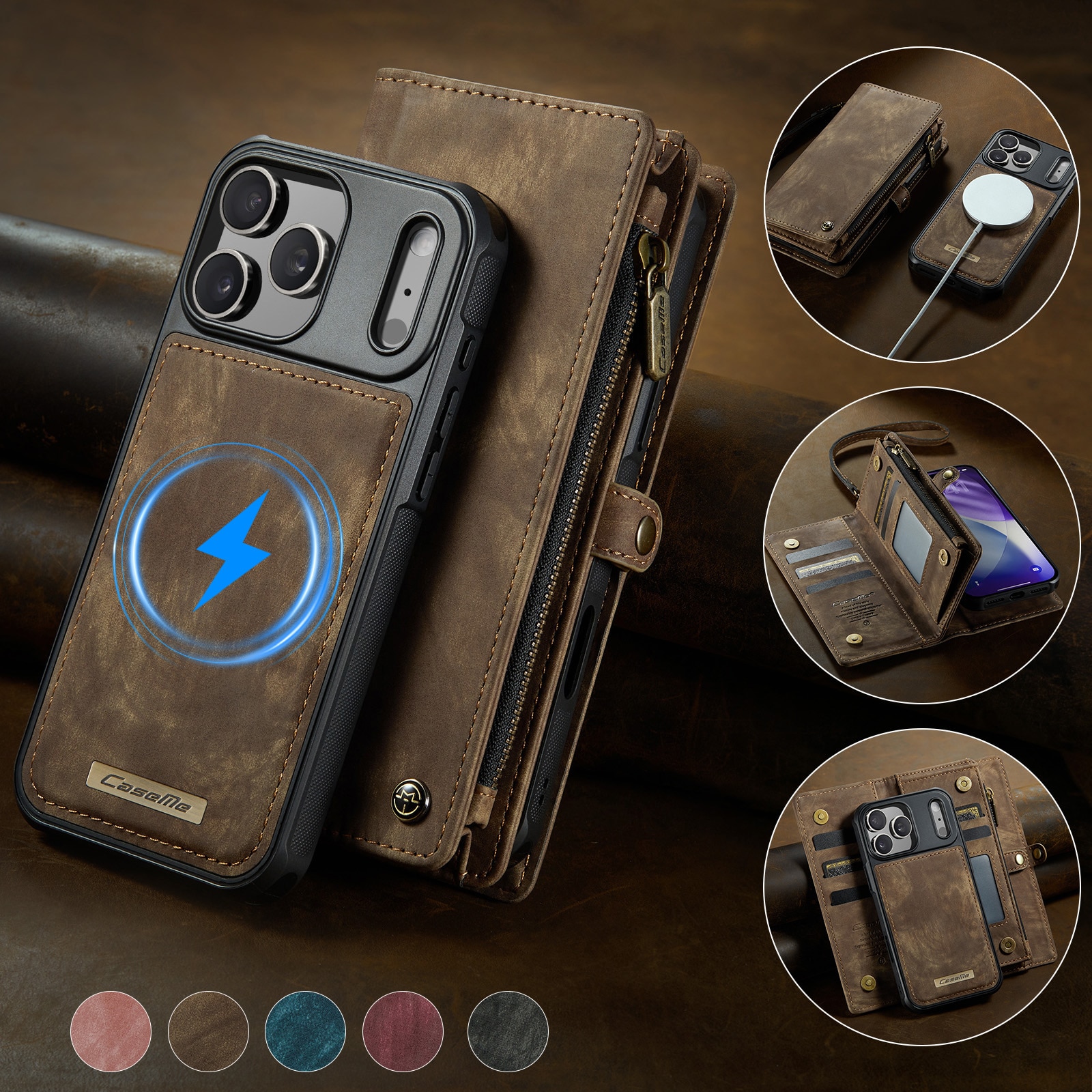 iPhone 17 Pro Max Multi-slot Wallet Case Brown