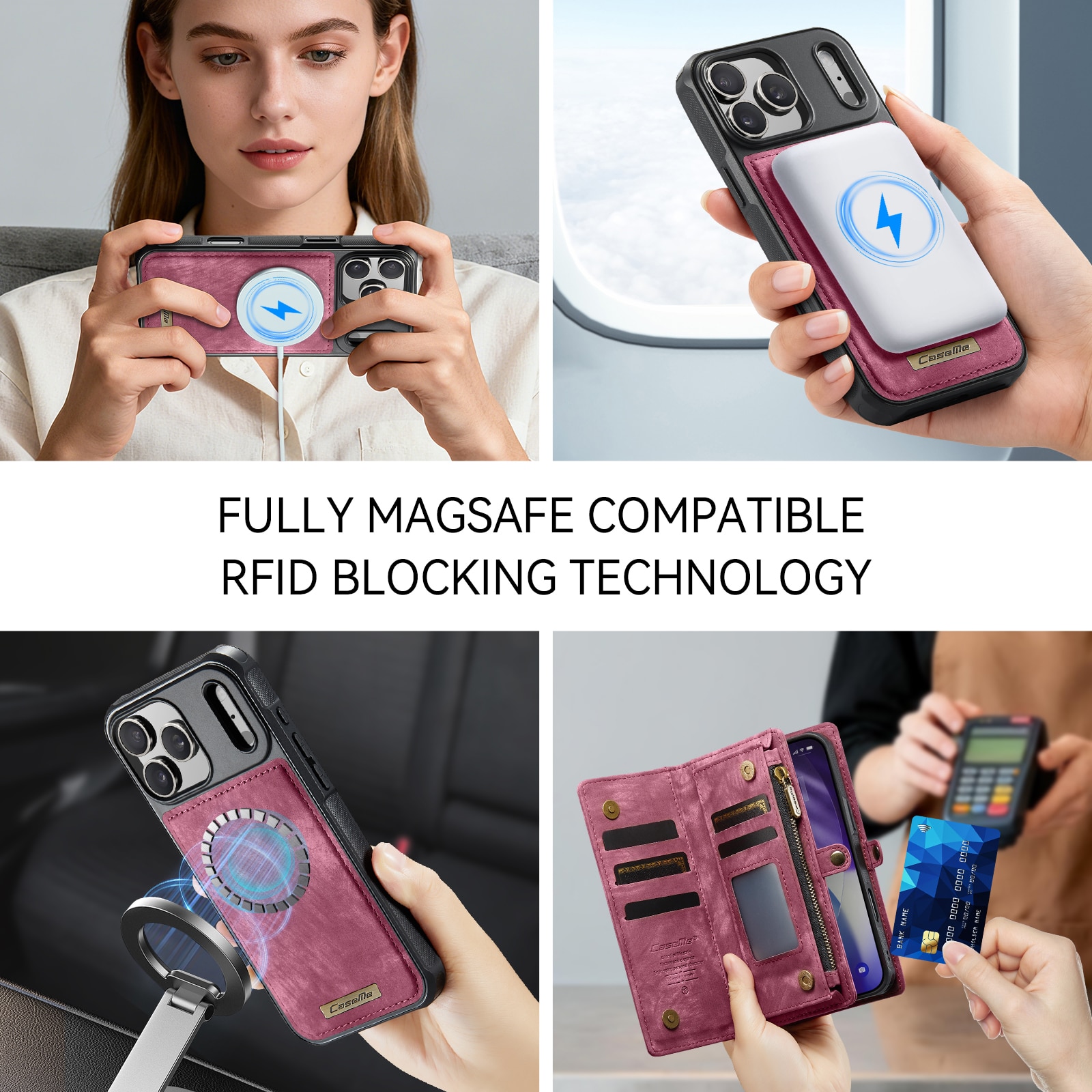 iPhone 17 Pro Max Multi-slot Wallet Case Red
