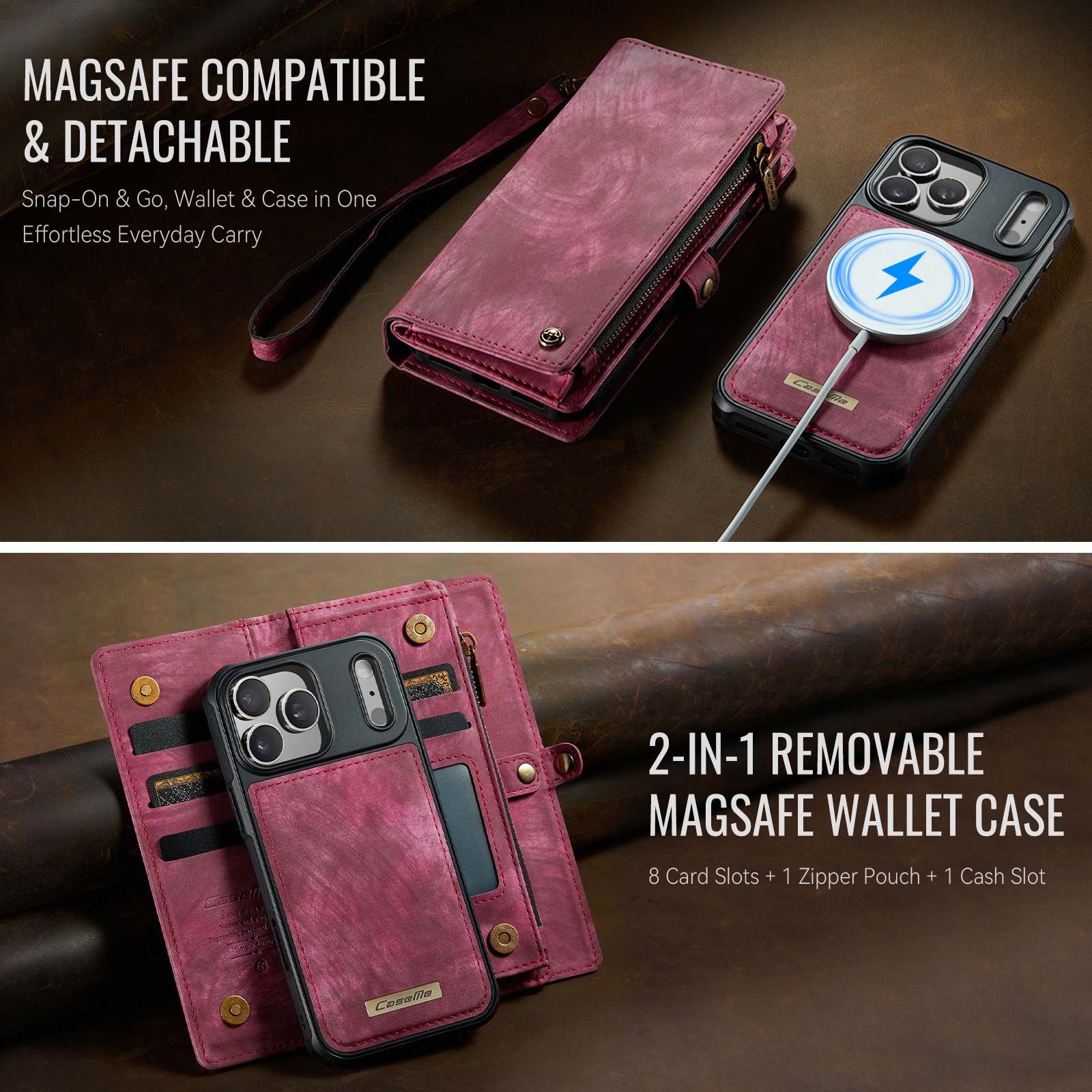iPhone 17 Pro Max Multi-slot Wallet Case Red