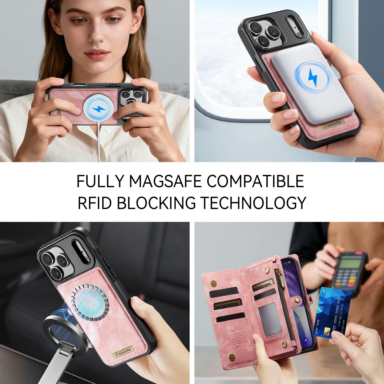 iPhone 17 Pro Multi-slot Wallet Case Pink