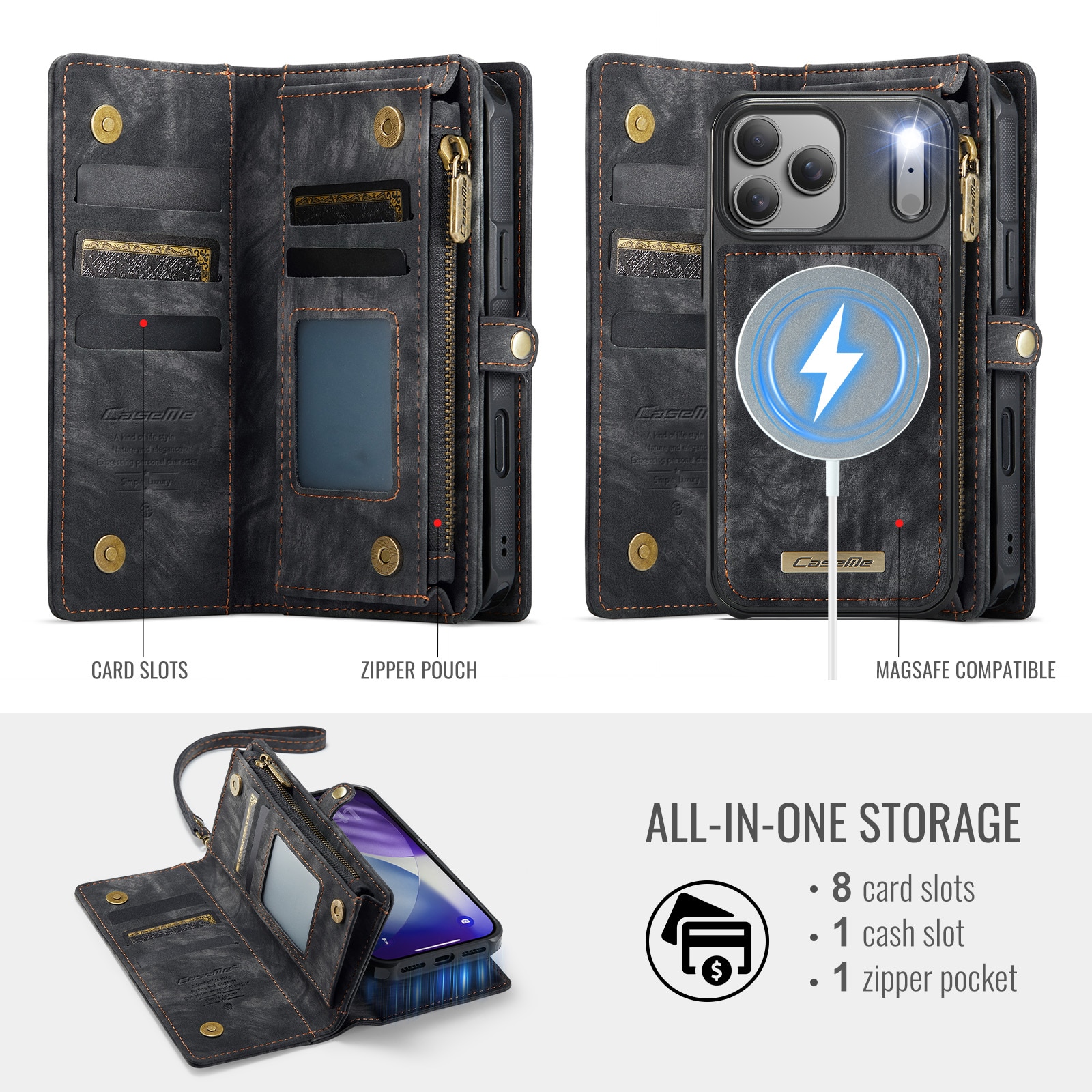iPhone 17 Pro Multi-slot Wallet Case Grey