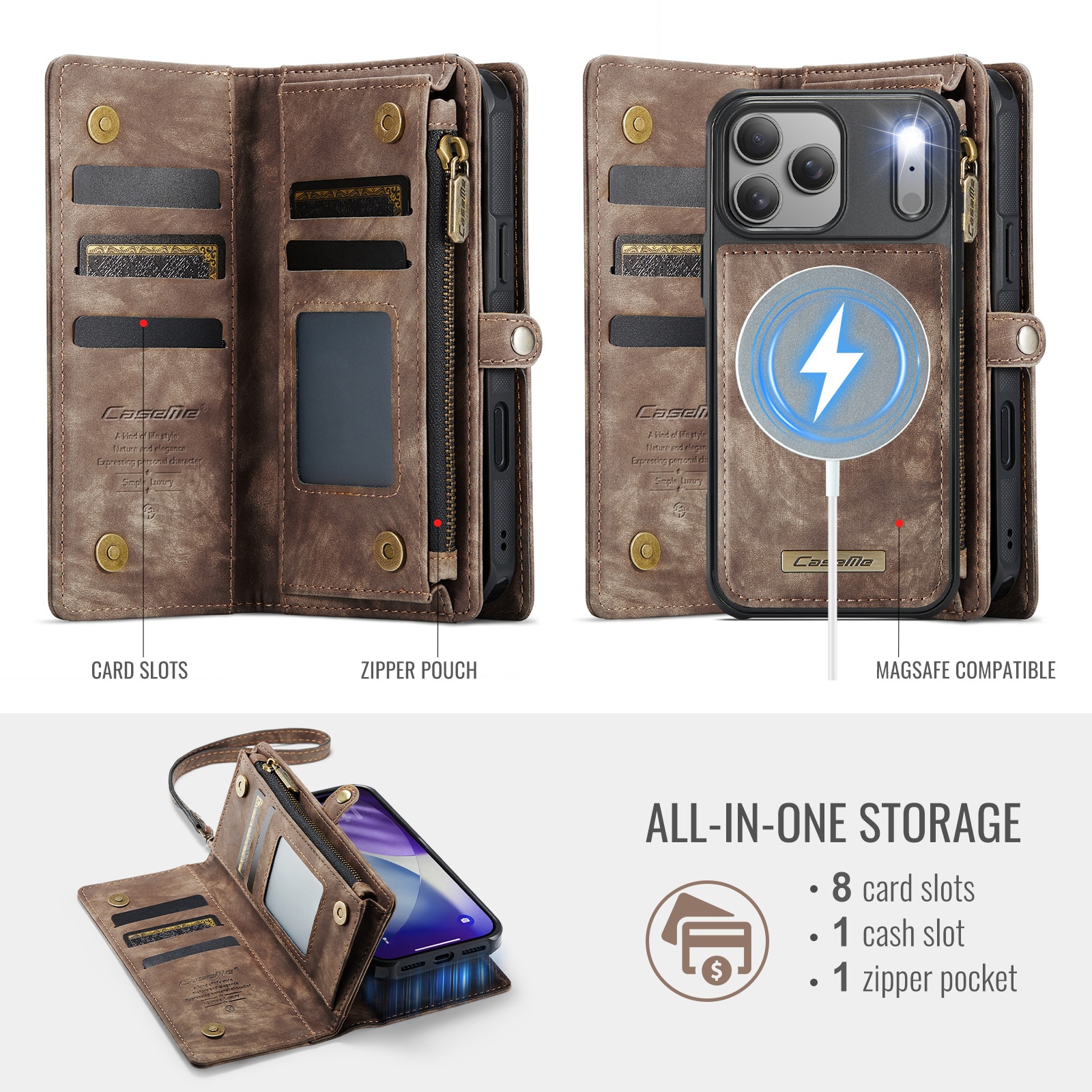 iPhone 17 Pro Multi-slot Wallet Case Brown