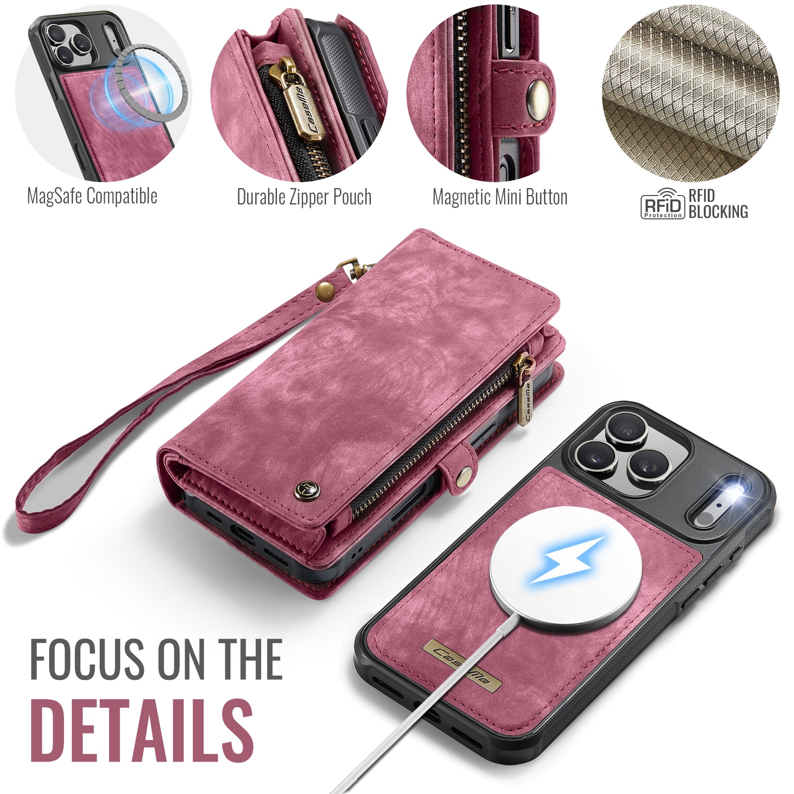 iPhone 17 Pro Multi-slot Wallet Case Red