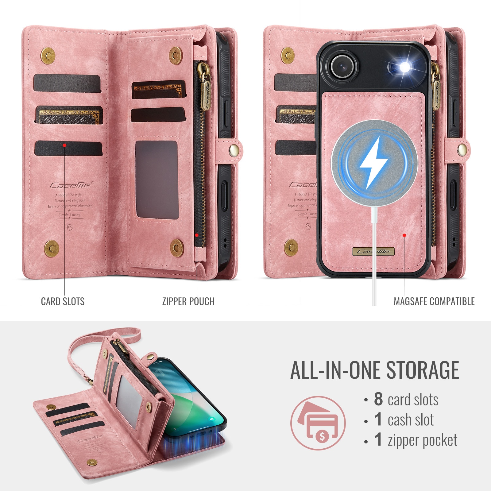iPhone Air Multi-slot Wallet Case Pink