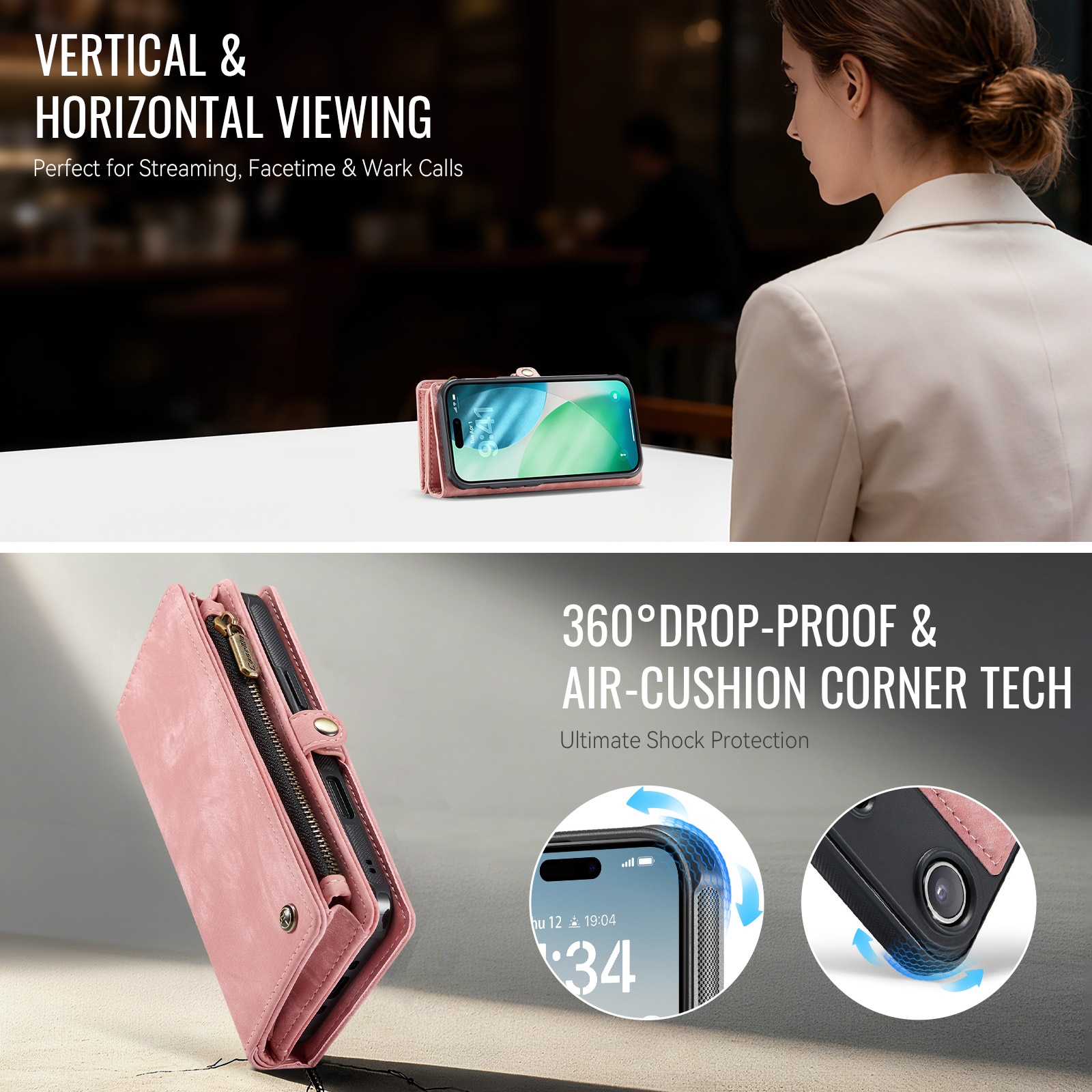 iPhone Air Multi-slot Wallet Case Pink