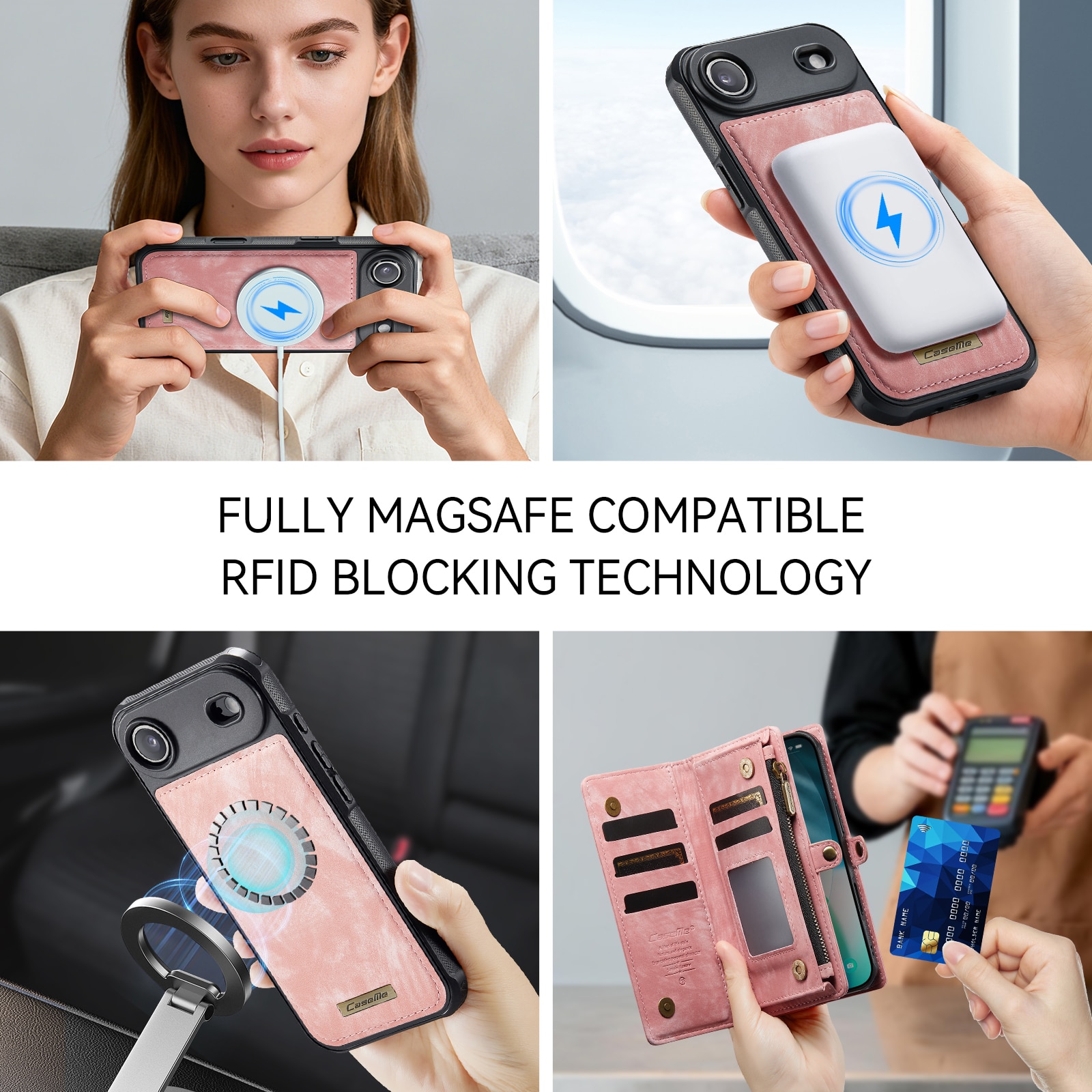 iPhone Air Multi-slot Wallet Case Pink