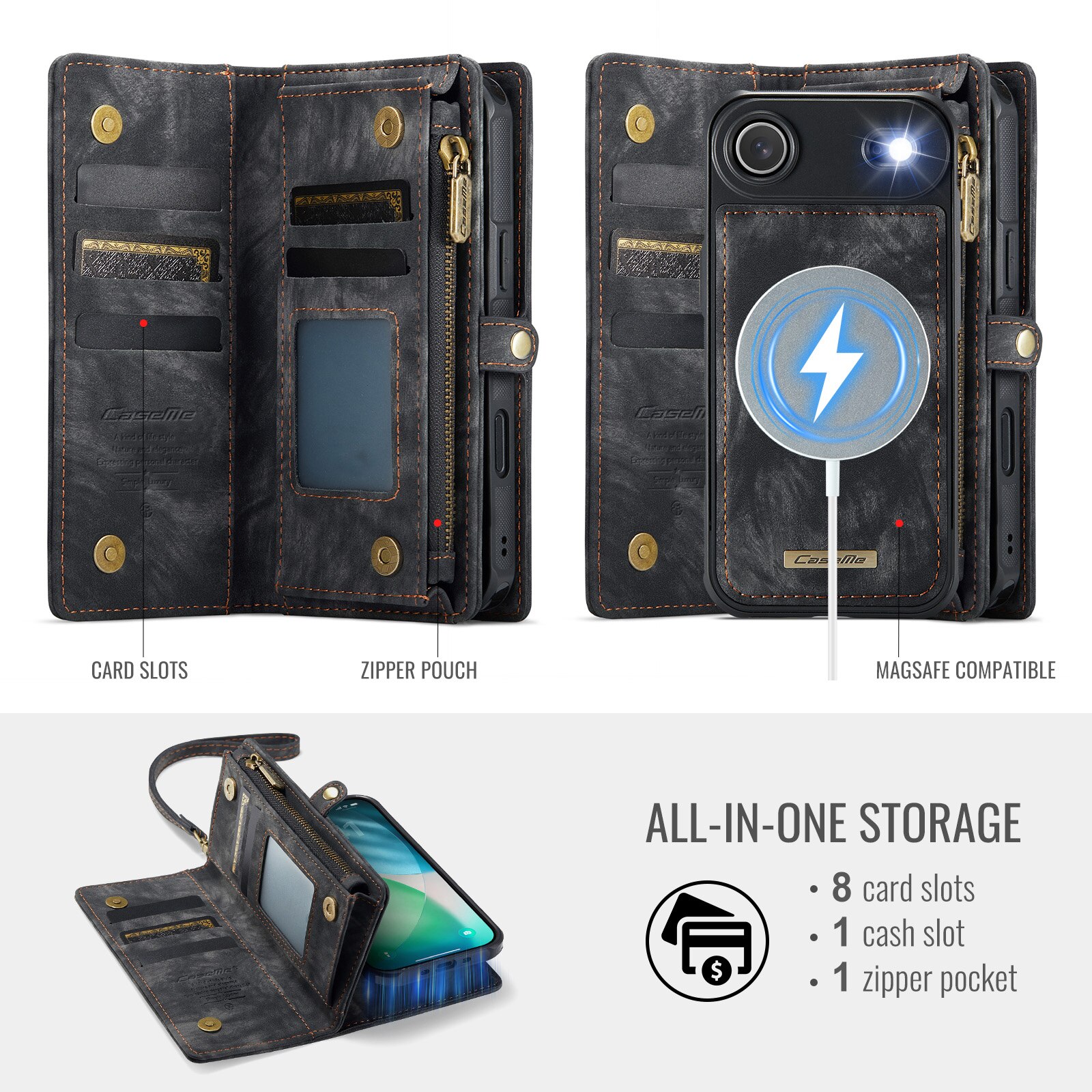 iPhone Air Multi-slot Wallet Case Grey