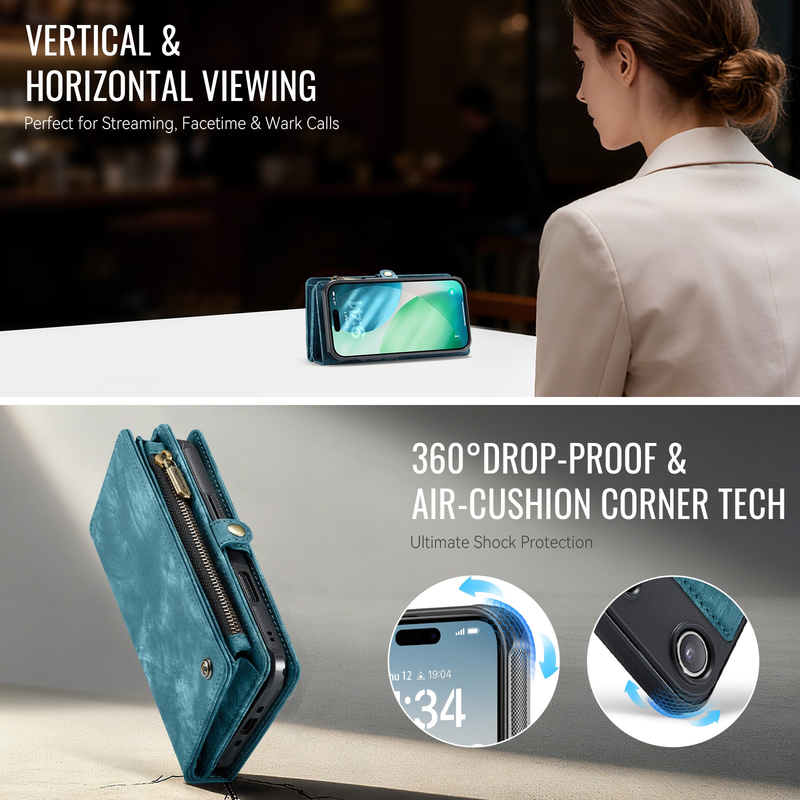 iPhone Air Multi-slot Wallet Case Blue