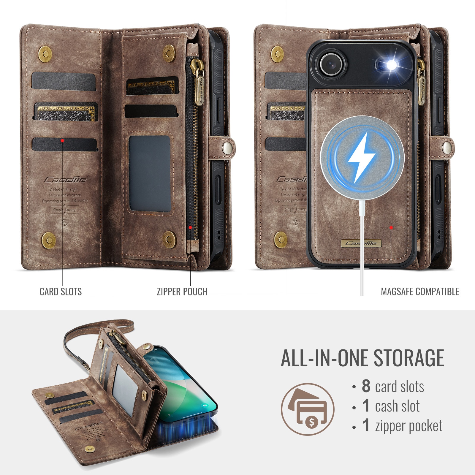iPhone Air Multi-slot Wallet Case Brown