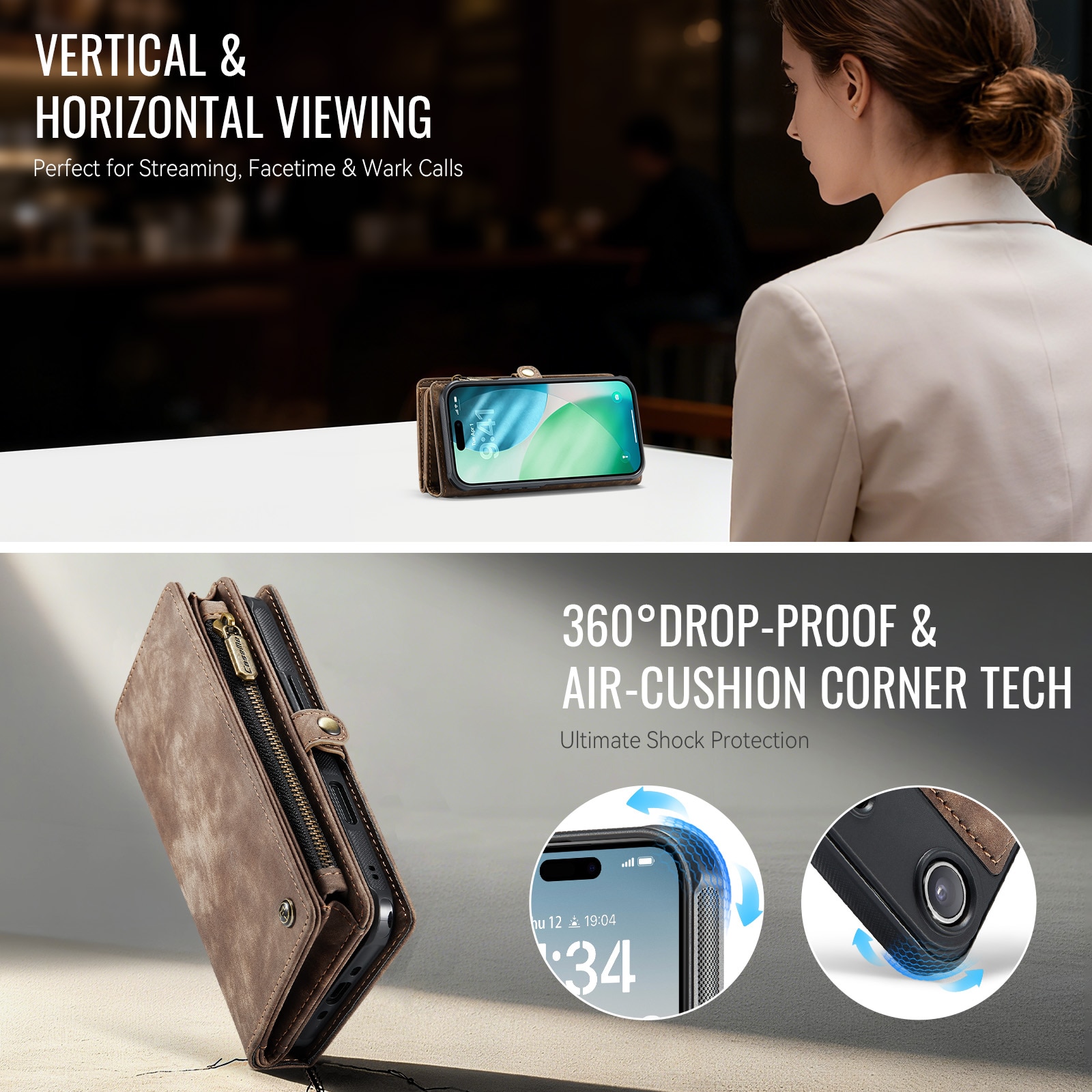 iPhone Air Multi-slot Wallet Case Brown