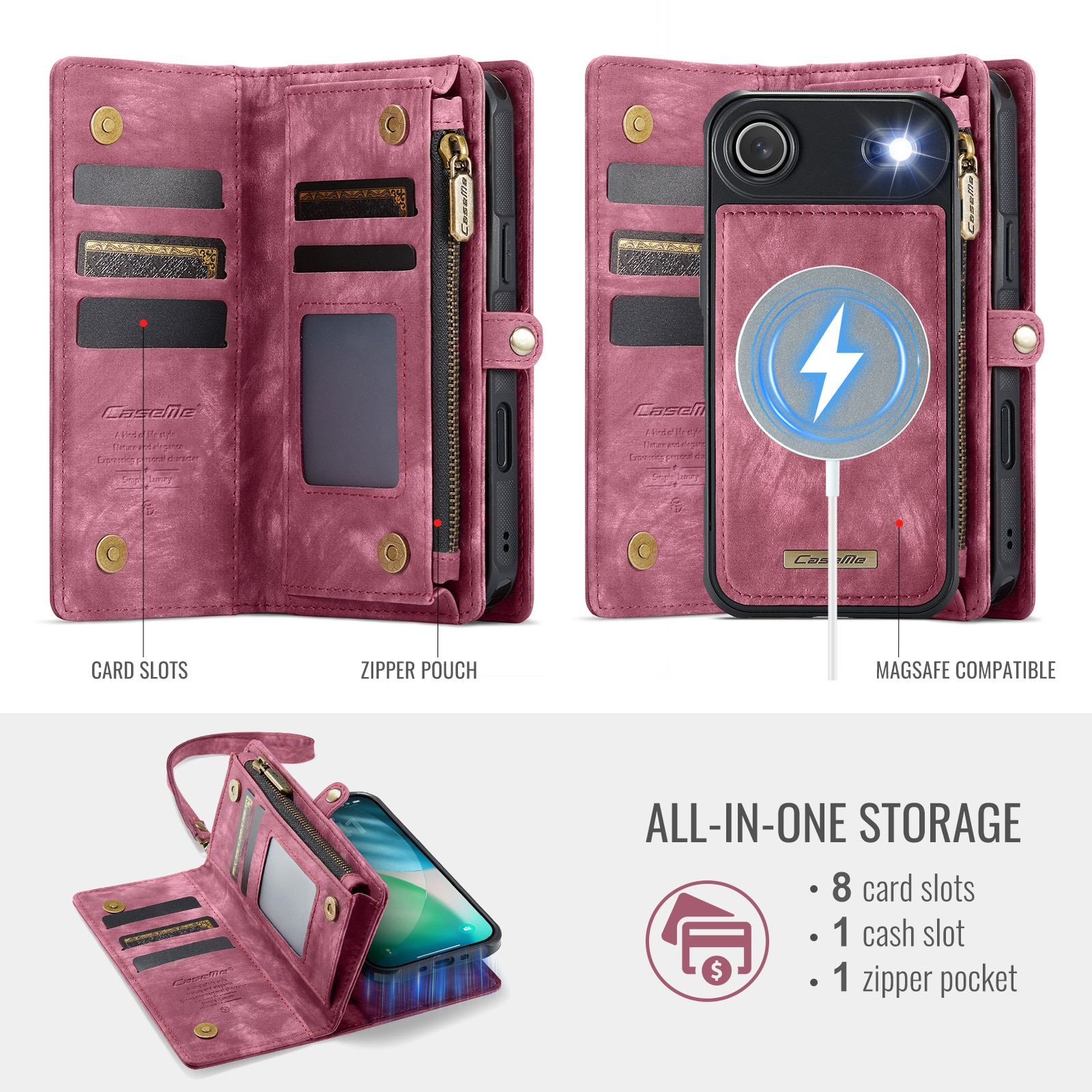 iPhone Air Multi-slot Wallet Case Red