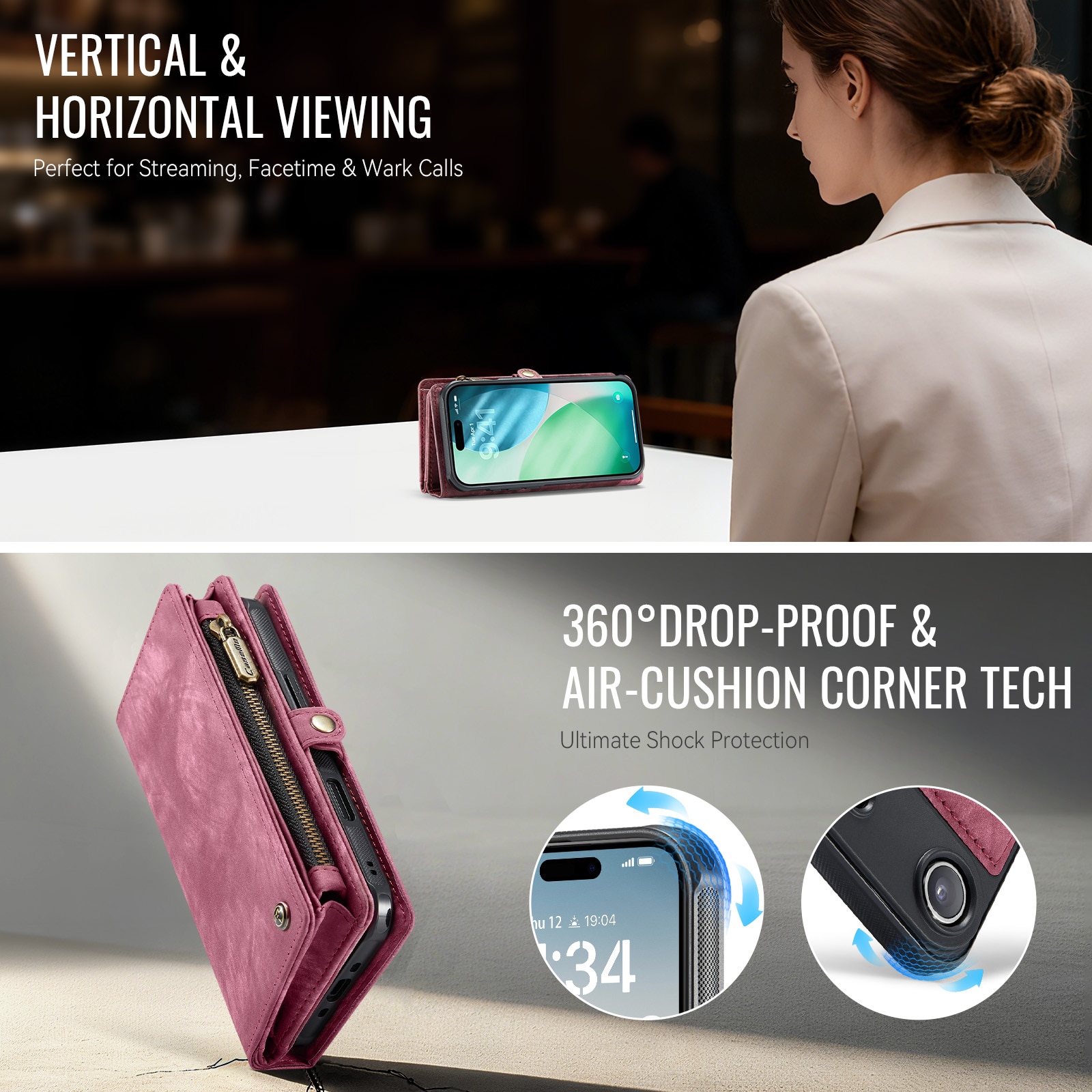 iPhone Air Multi-slot Wallet Case Red