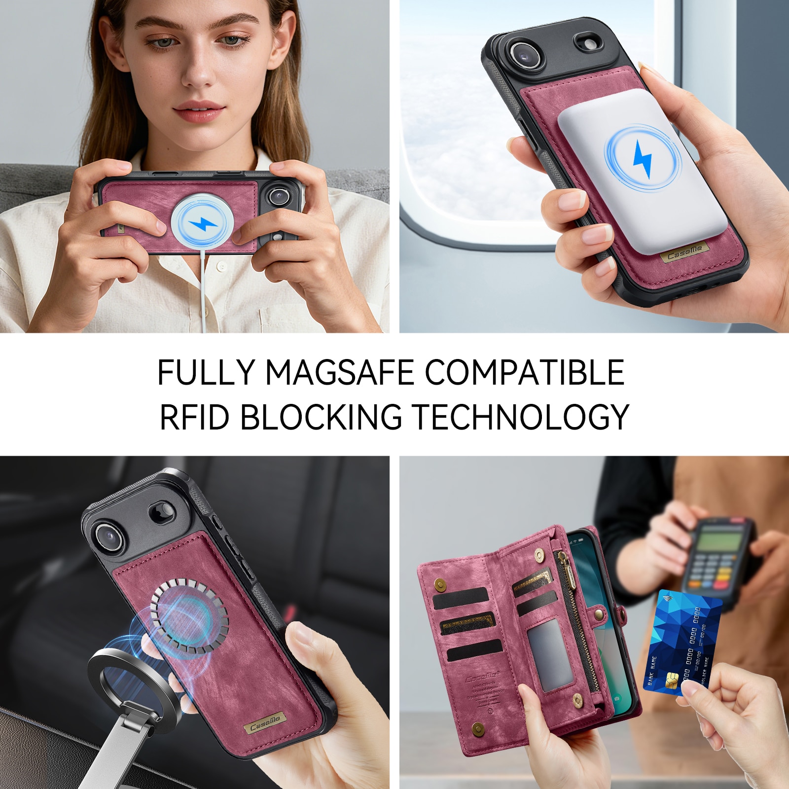 iPhone Air Multi-slot Wallet Case Red