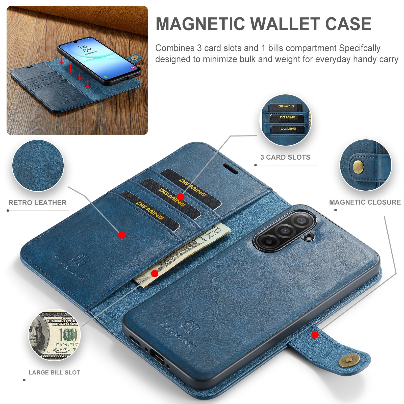 Samsung Galaxy A17 Magnet Wallet Blue