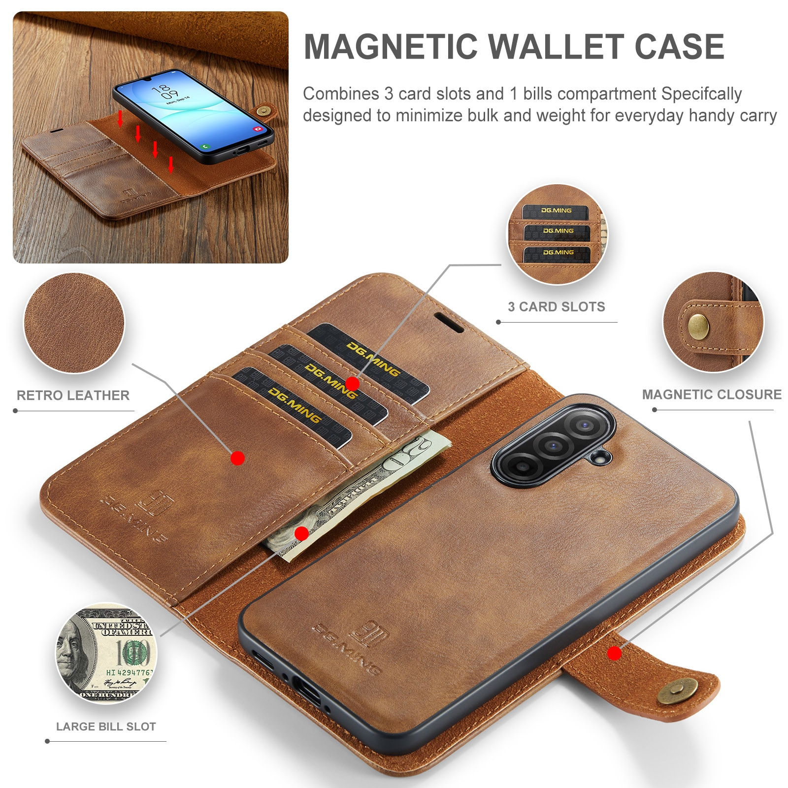 Samsung Galaxy A17 Magnet Wallet Cognac