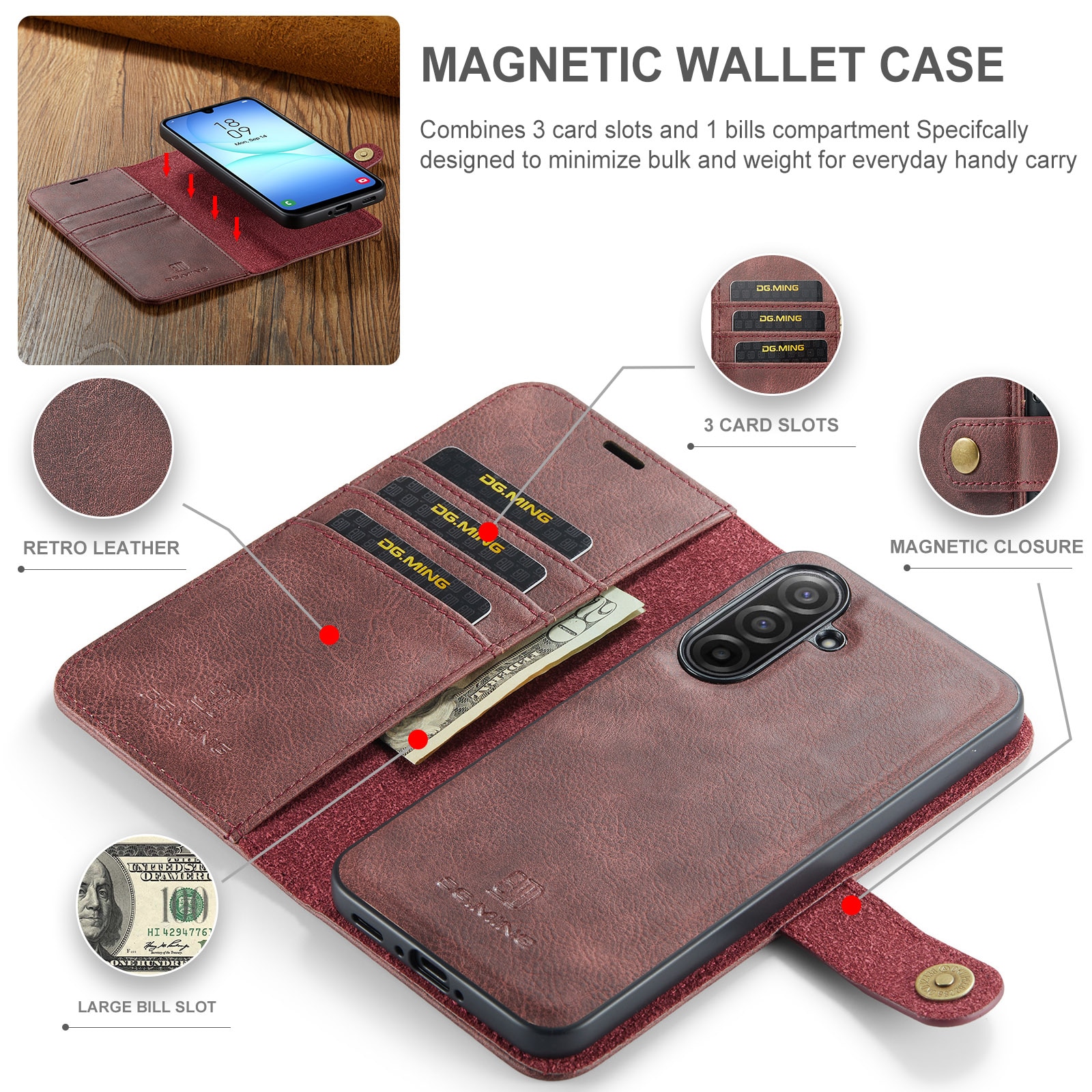Samsung Galaxy A17 Magnet Wallet Red