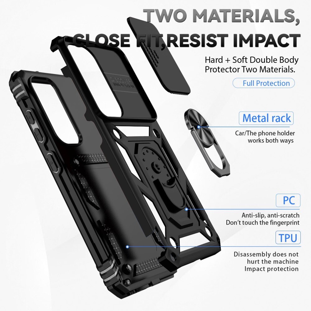 Samsung Galaxy S23 Plus Hybrid Case Tech Ring w. Camera Protector Black