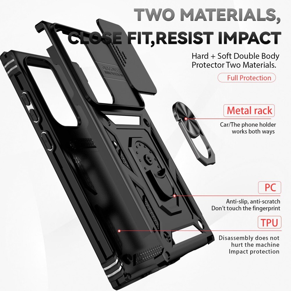 Samsung Galaxy S23 Ultra Hybrid Case Tech Ring w. Camera Protector black