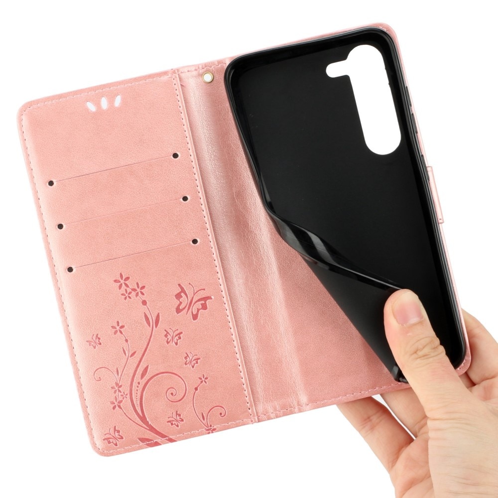 Samsung Galaxy S23 Leather Cover Butterflies pink gold