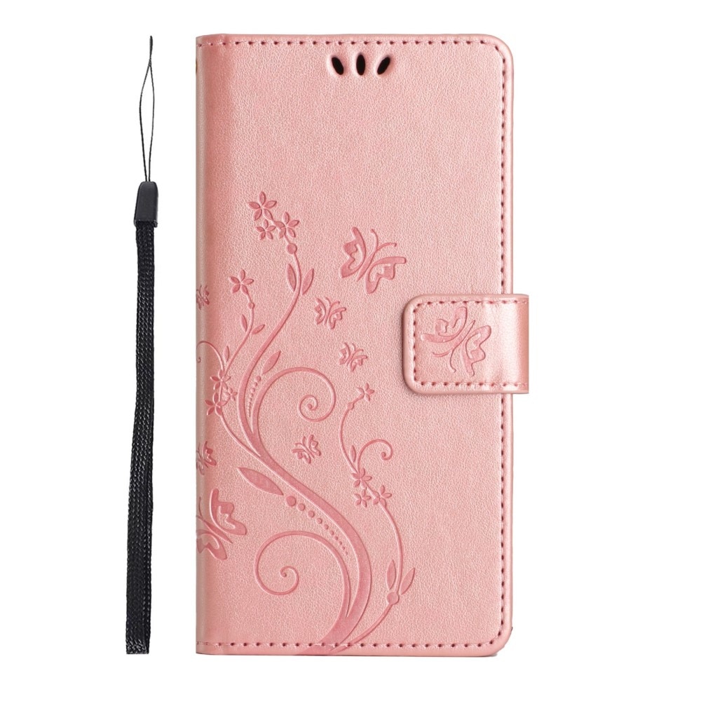 Samsung Galaxy S23 Leather Cover Butterflies pink gold