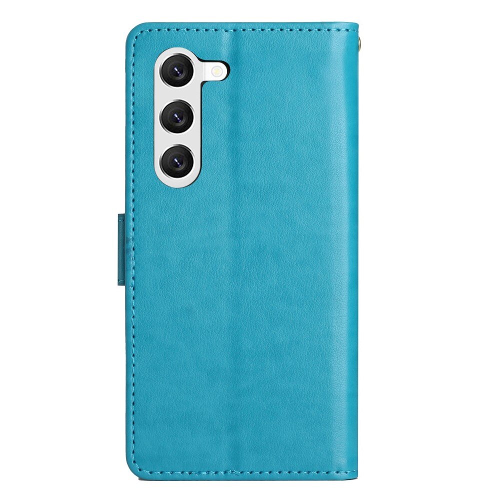 Samsung Galaxy S23 Leather Cover Imprinted Butterflies Blue