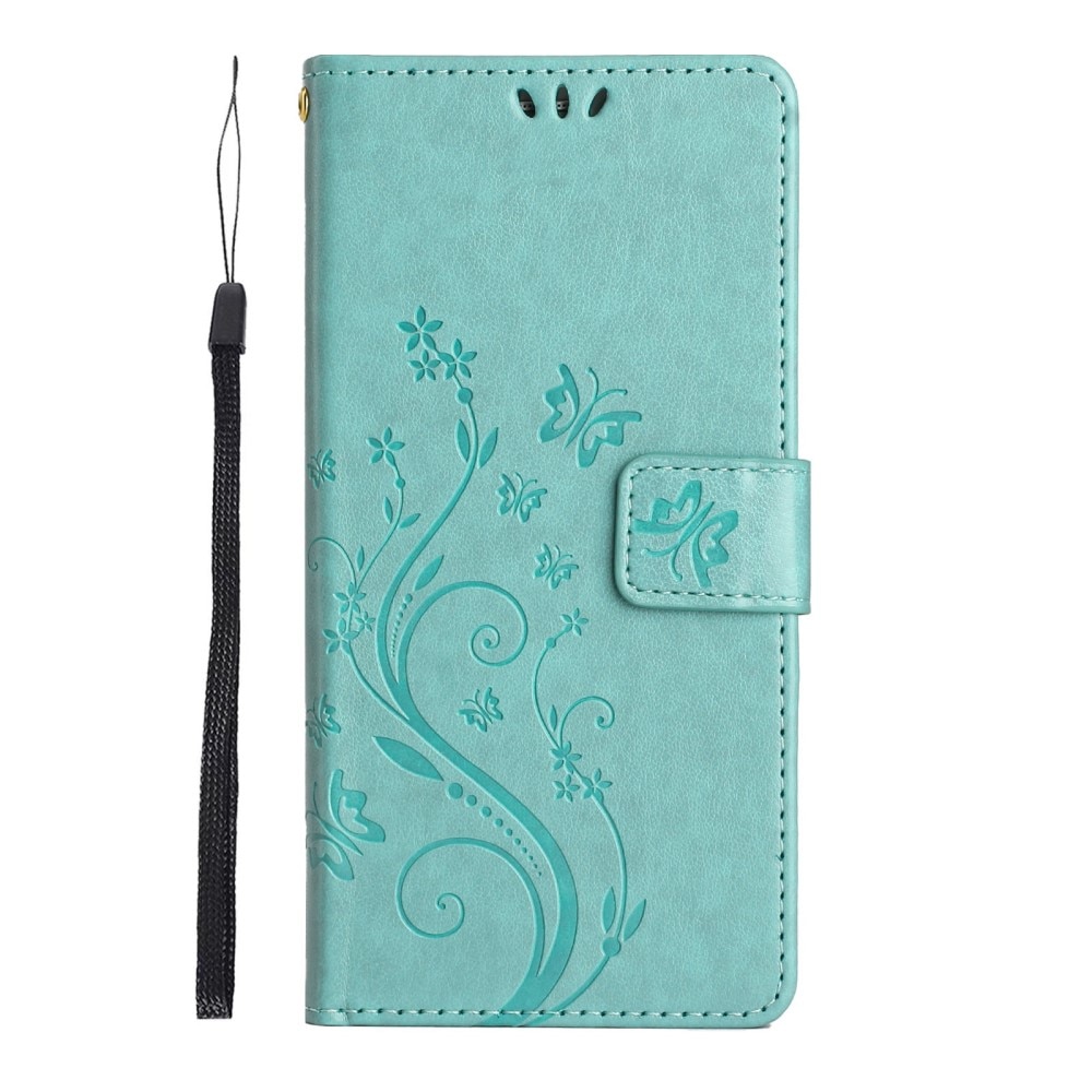 Samsung Galaxy S23 Leather Cover Imprinted Butterflies Green