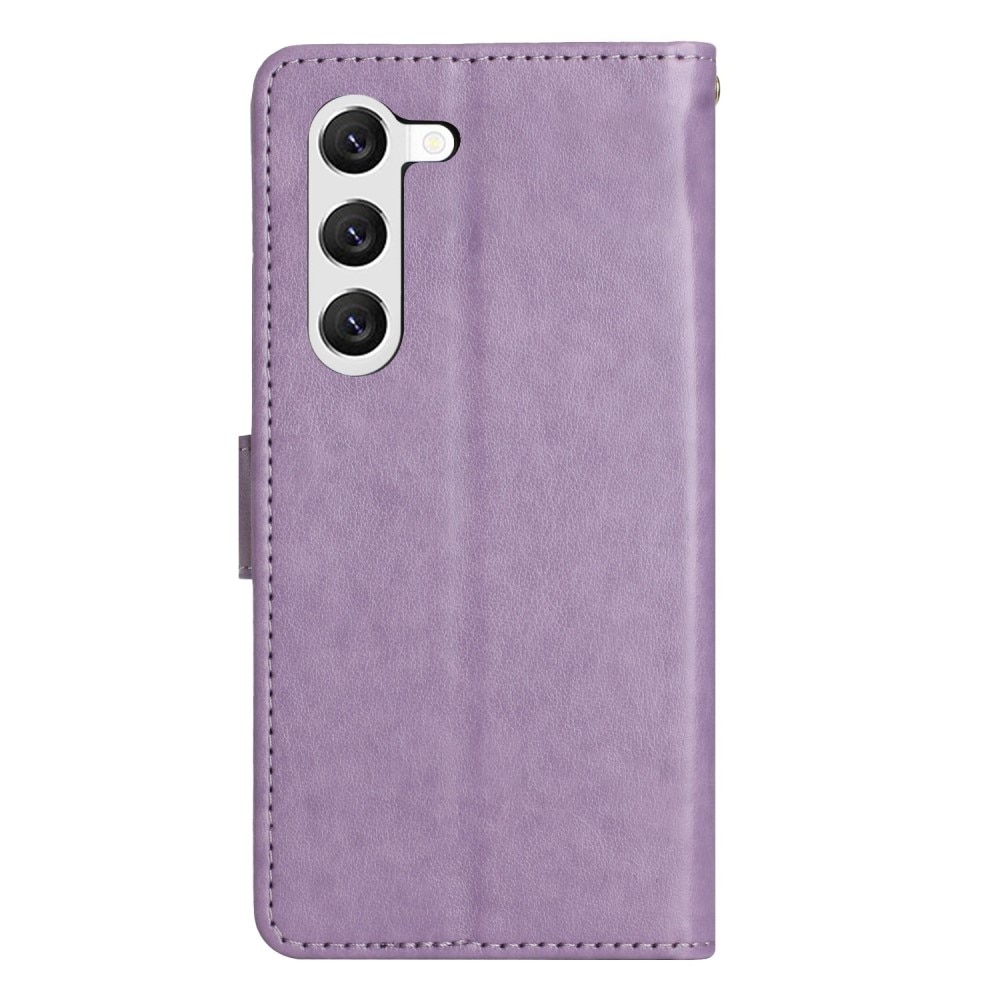 Samsung Galaxy S23 Leather Cover Imprinted Butterflies Purple