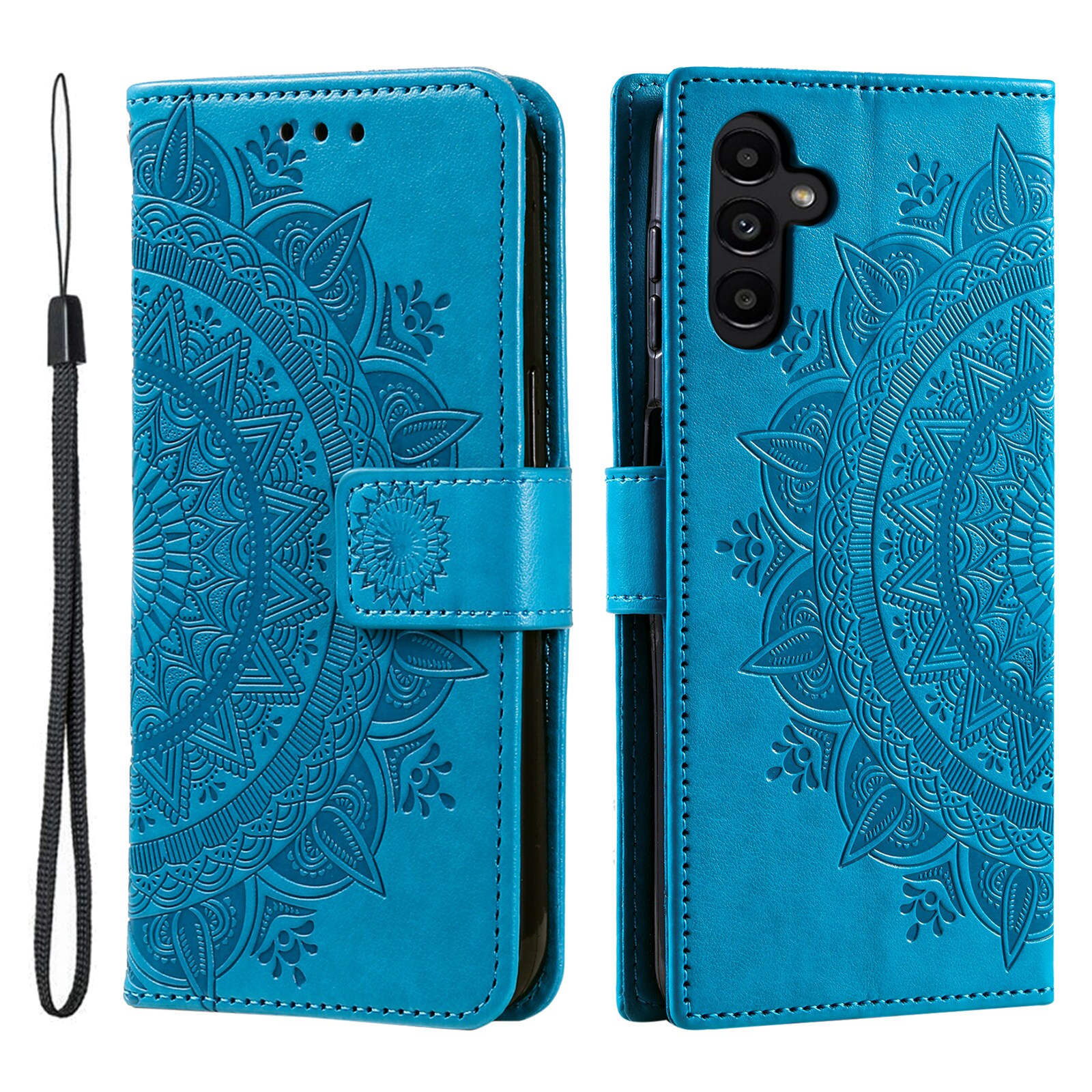 Samsung Galaxy A37 Leather Cover Mandala Blue