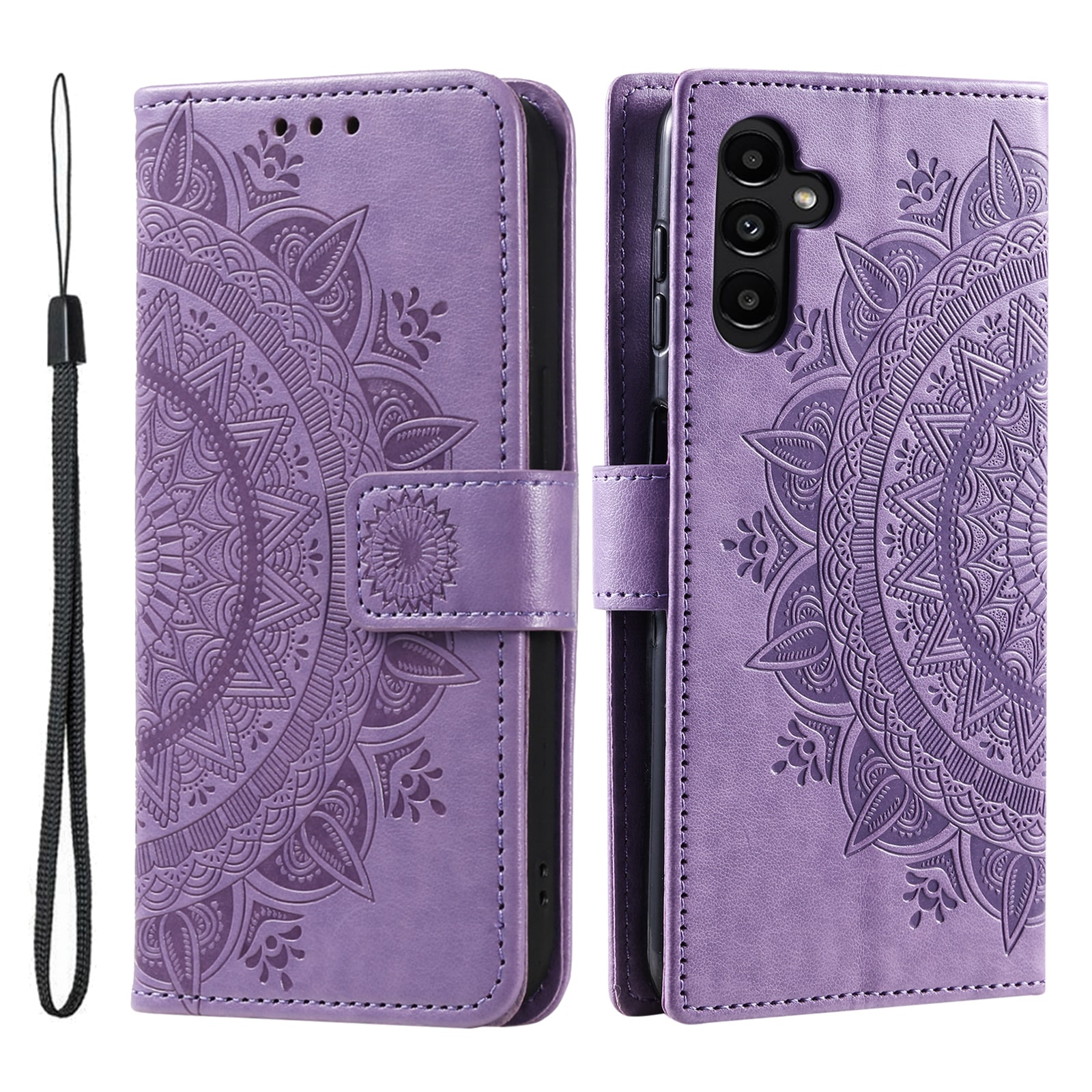 Samsung Galaxy A37 Leather Cover Mandala Purple